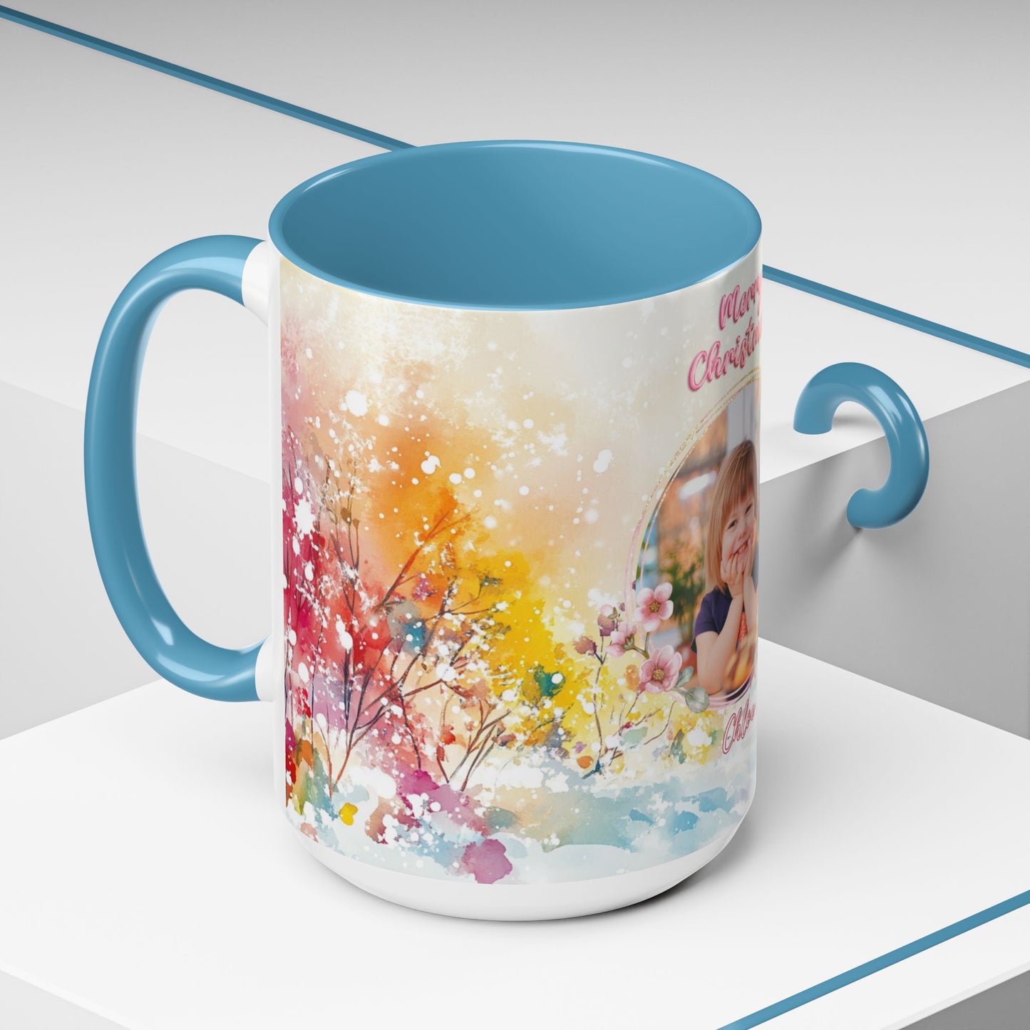 Chloe, Merry Christmas, For Girls, Customizable - Accent Coffee Mug (11, 15oz) - 10150