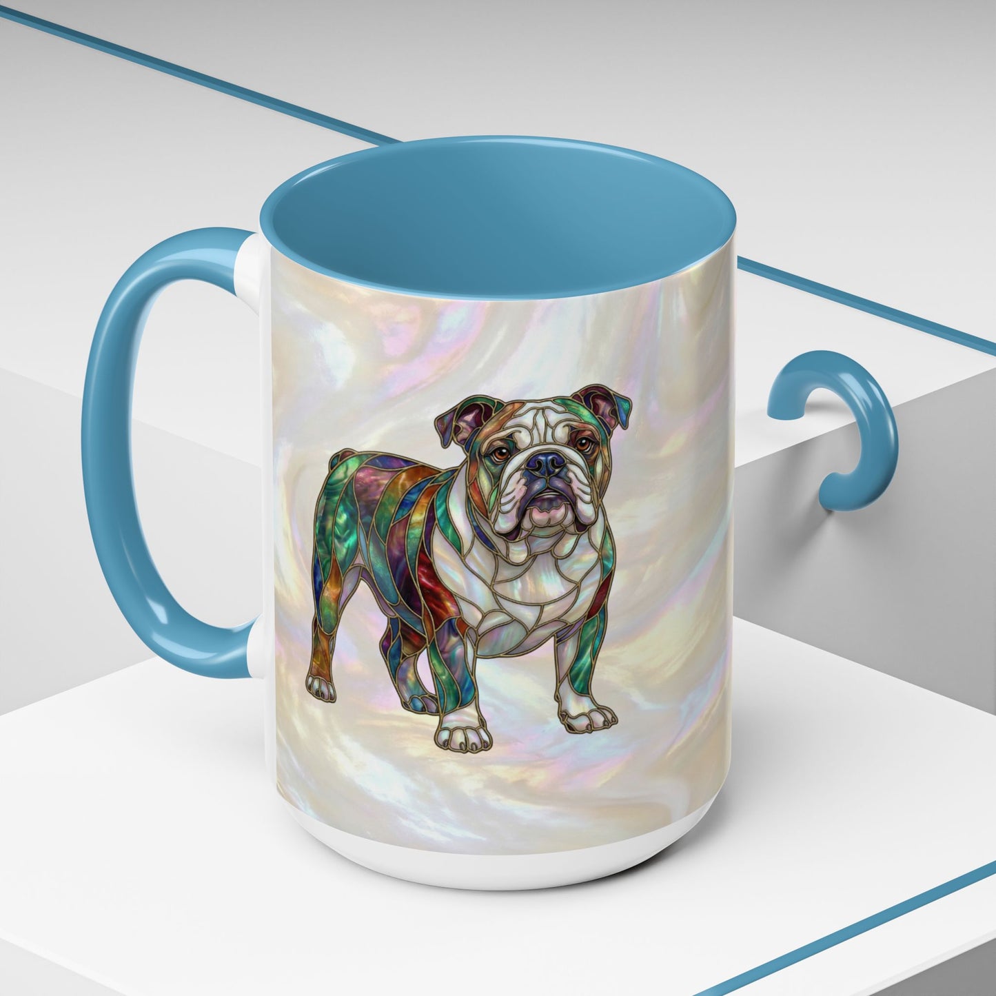 English Bulldog Accent Coffee Mug -Stained Glass Style (11/15oz) - 14630