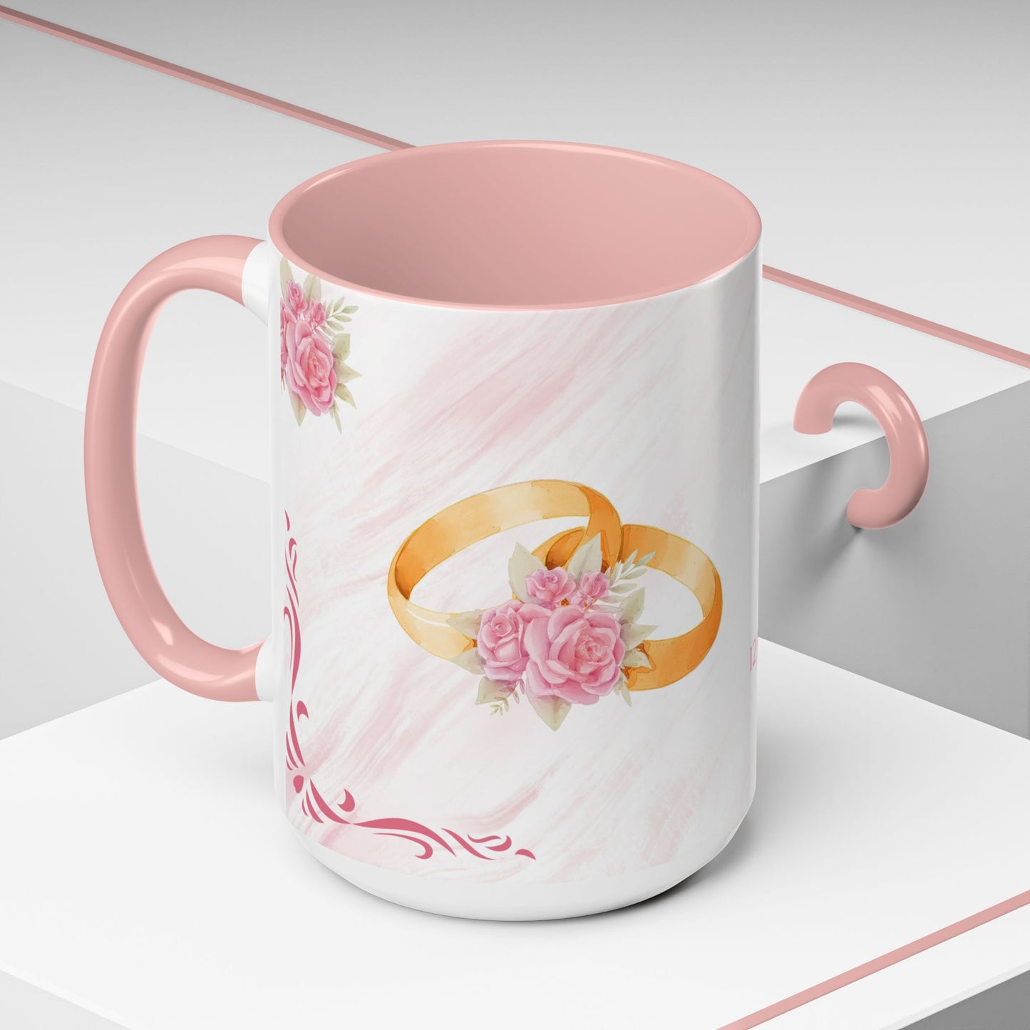 Wedding Rings, Save the Date, Details Customizable - Accent Coffee Mug (11, 15oz) - 11120