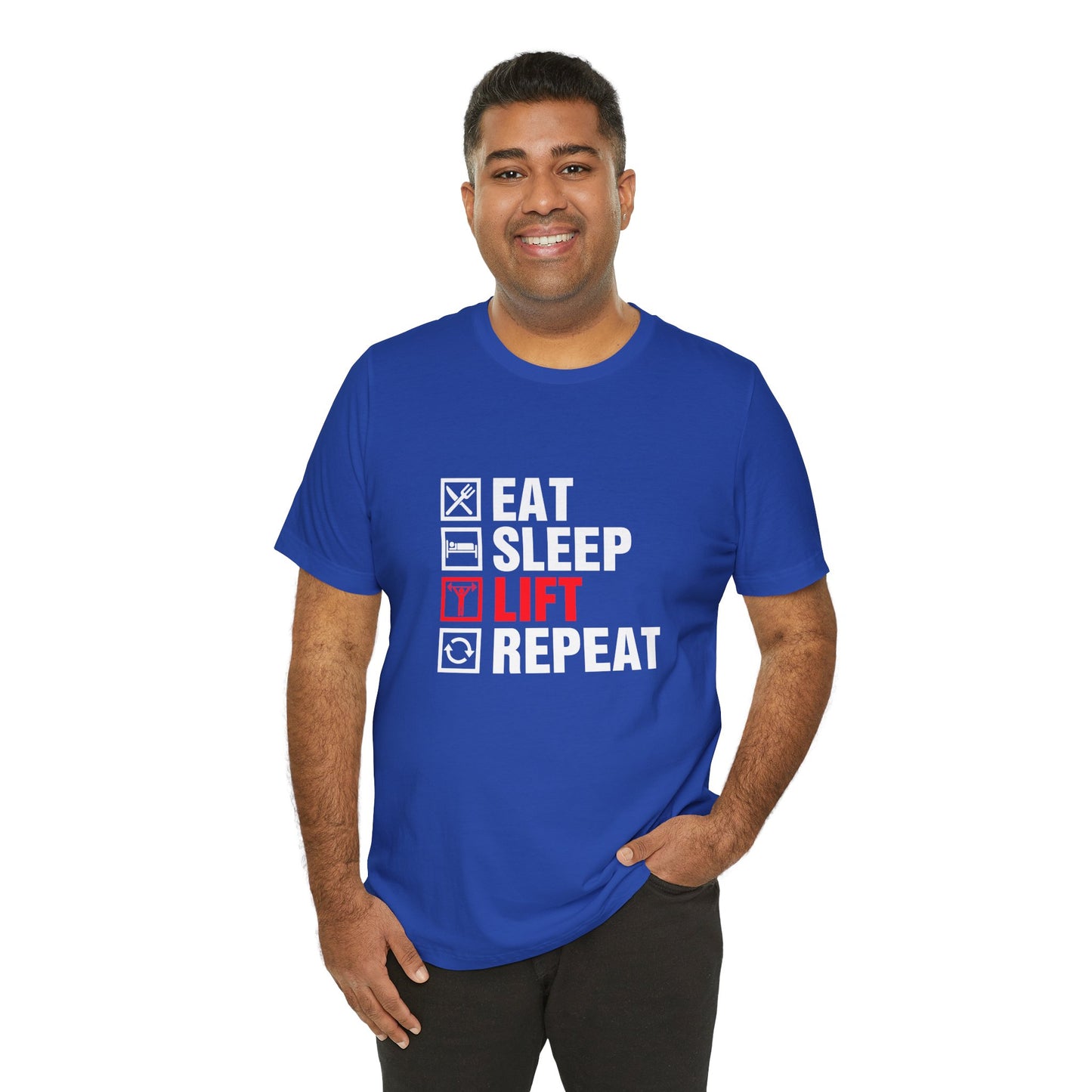 Gym: Eat, Sleep, Lift, Repeat - Unisex Jersey Short Sleeve Tee