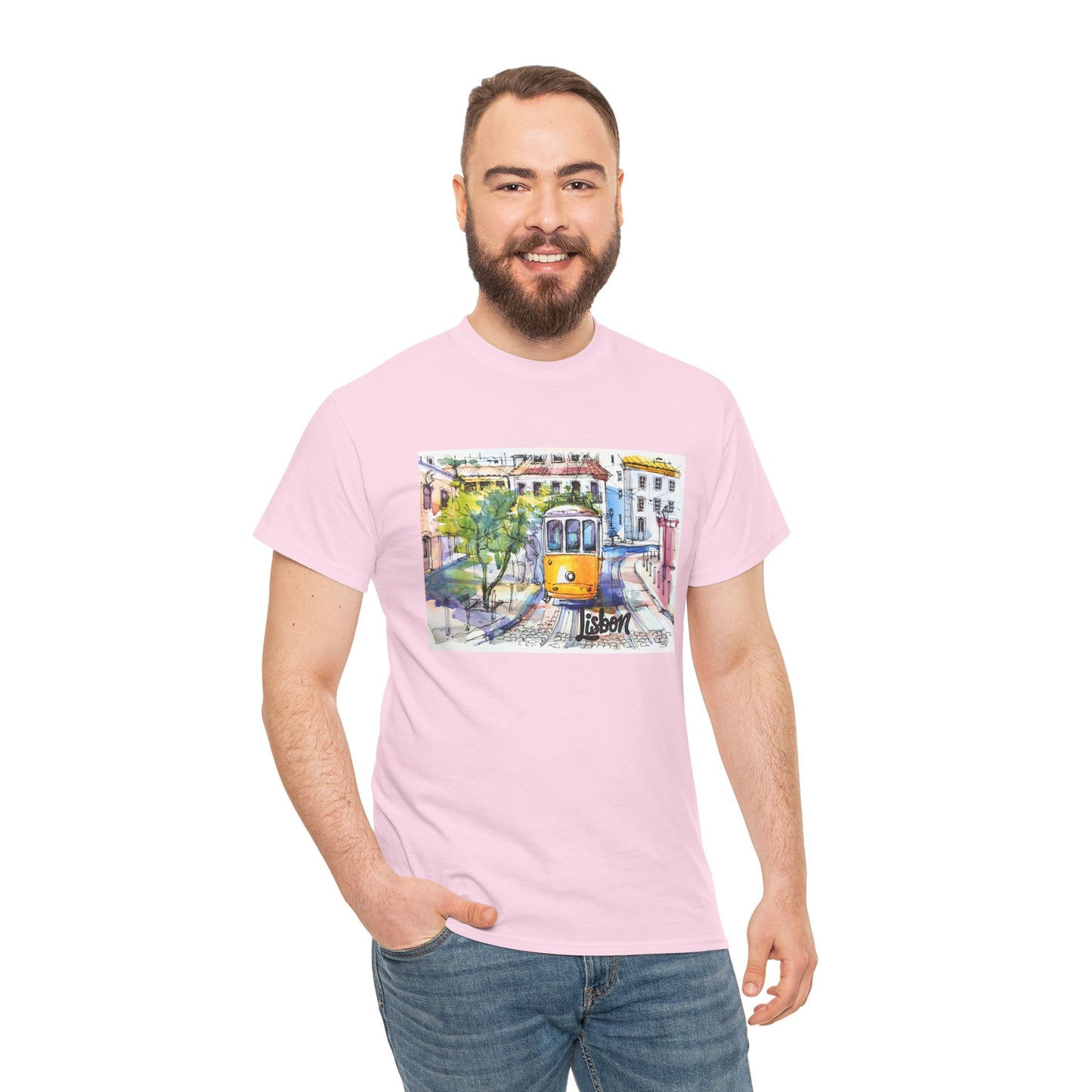 Lisbon Tram Unisex Heavy Cotton Tee - 12134