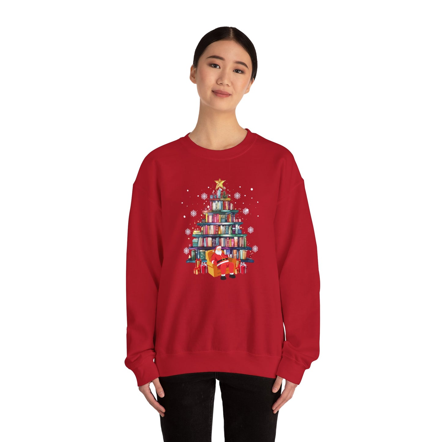 The Book Lover's Christmas Tree - Unisex Heavy Blend™ Crewneck Sweatshirt - 10089