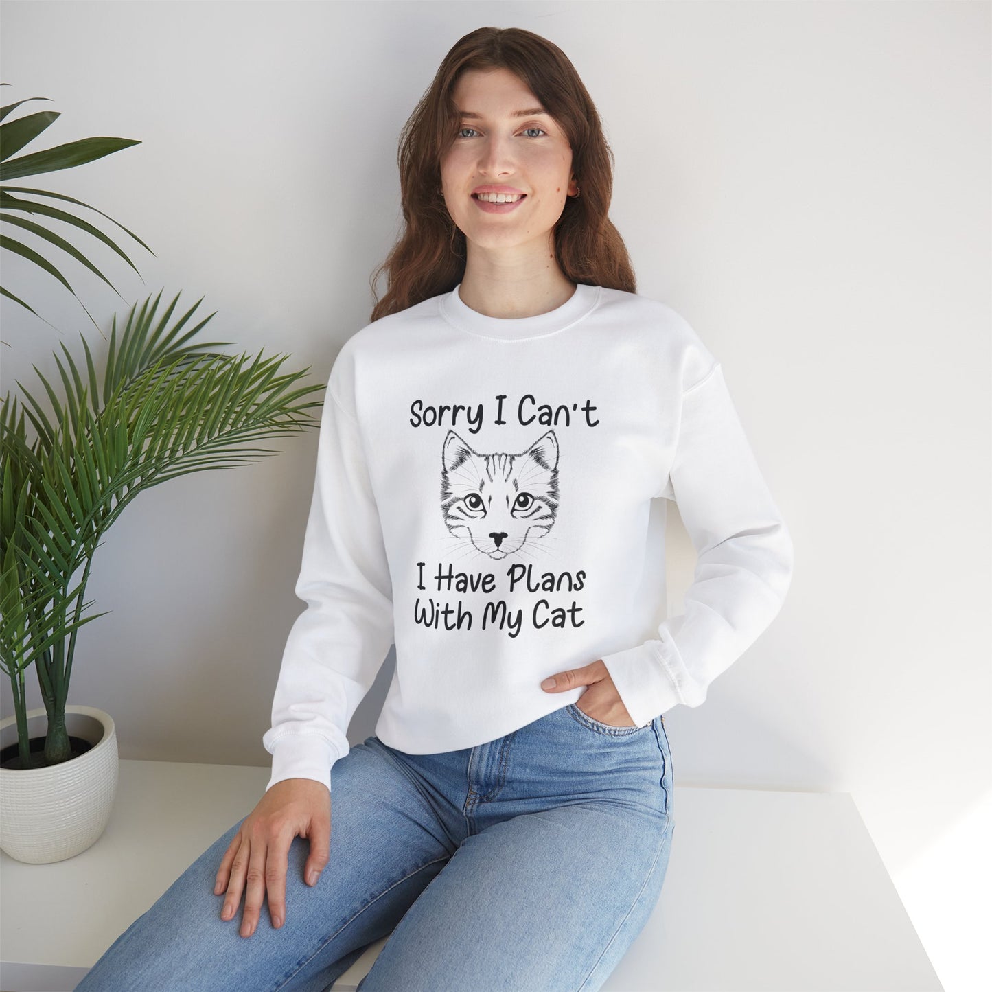Sorry I Can't, I Have Plans With My Cat - Unisex Heavy Blend™ Crewneck Sweatshirt
