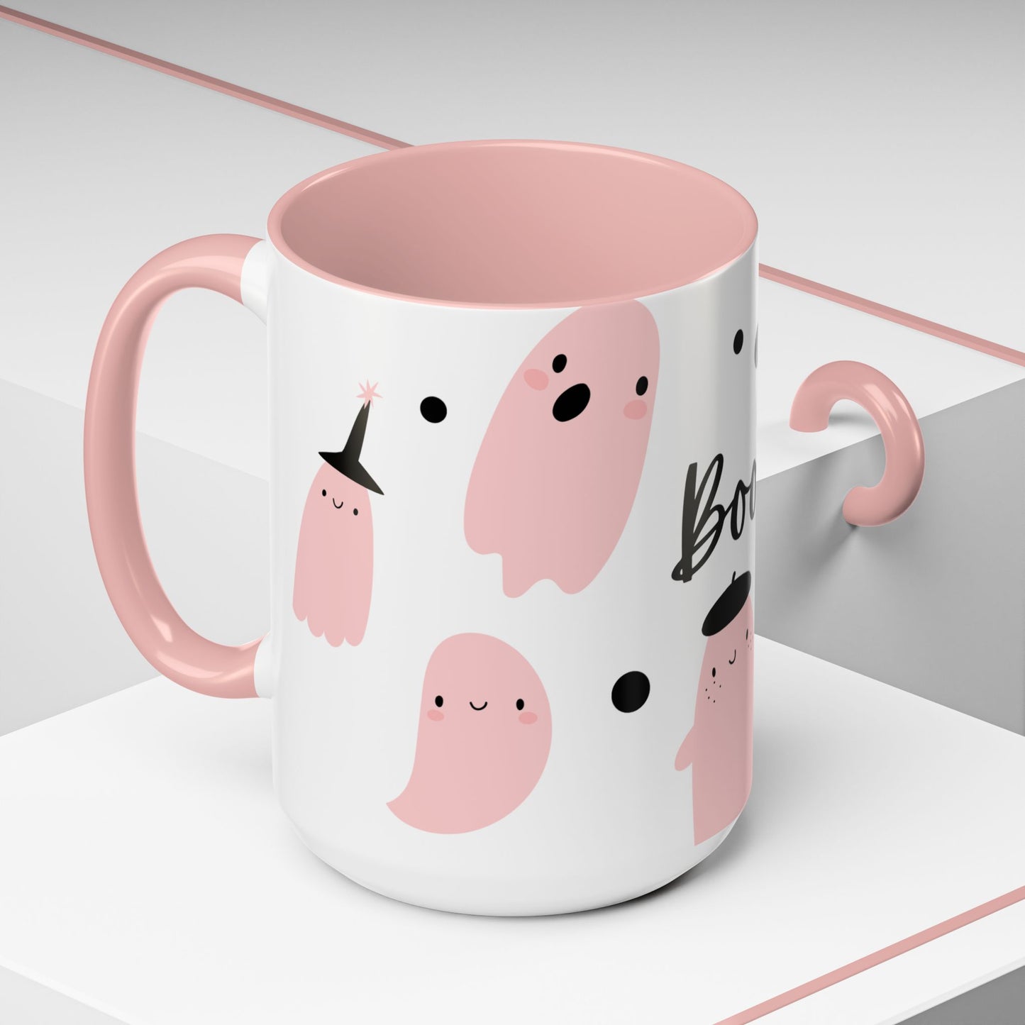 Pink Ghosts, Boo! - Accent Coffee Mug (11, 15oz) - 11177
