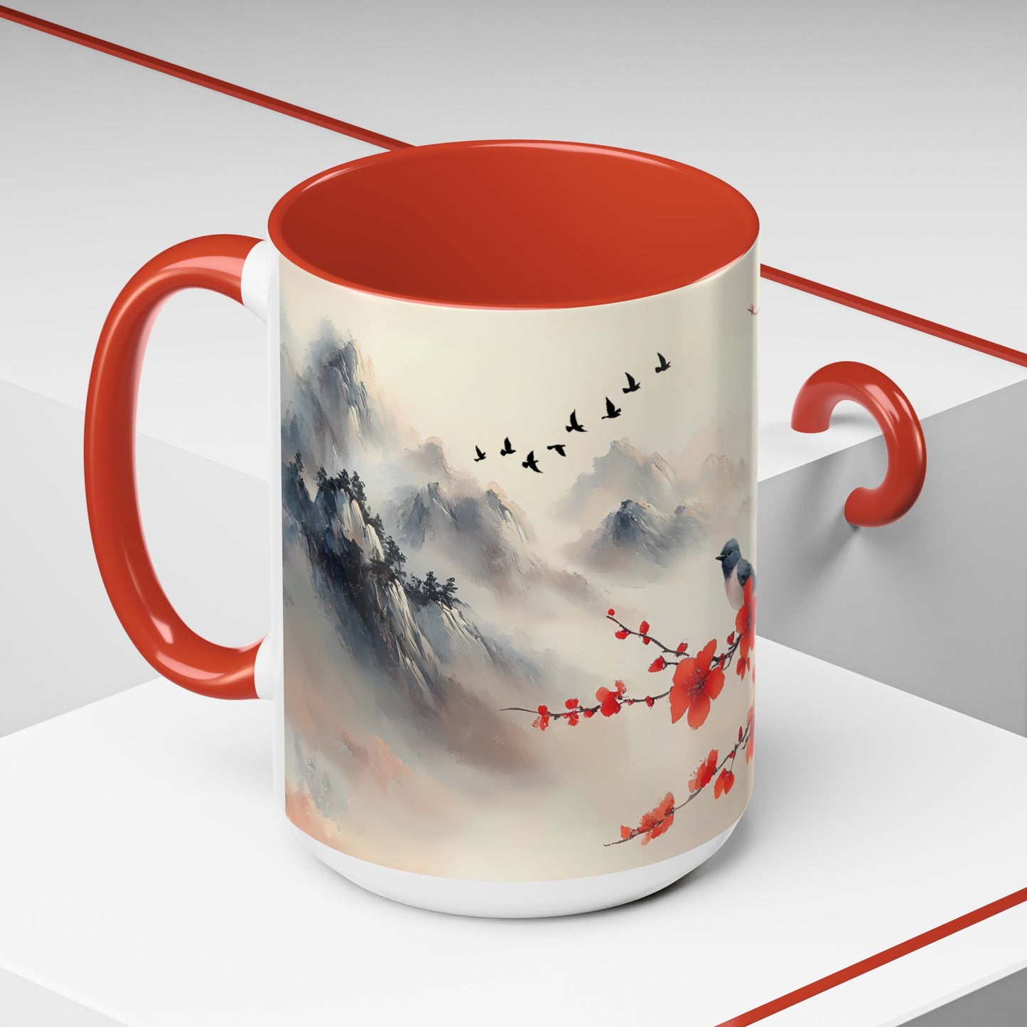 Floral Bird Accent Coffee Mug - 11oz & 15oz - 11911