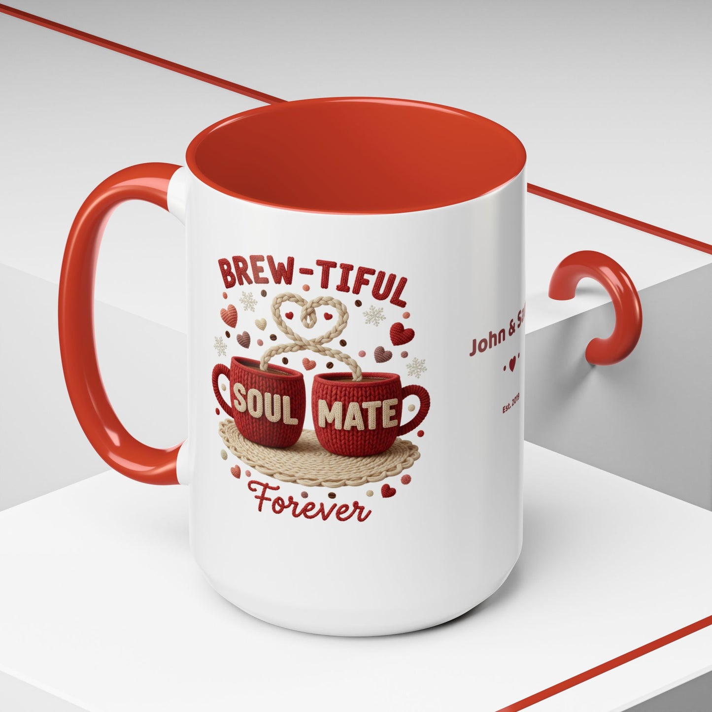 Brew-tiful Soulmates Forever Personalized Mug — Custom Names & Established Date (11oz / 15oz) - 14746