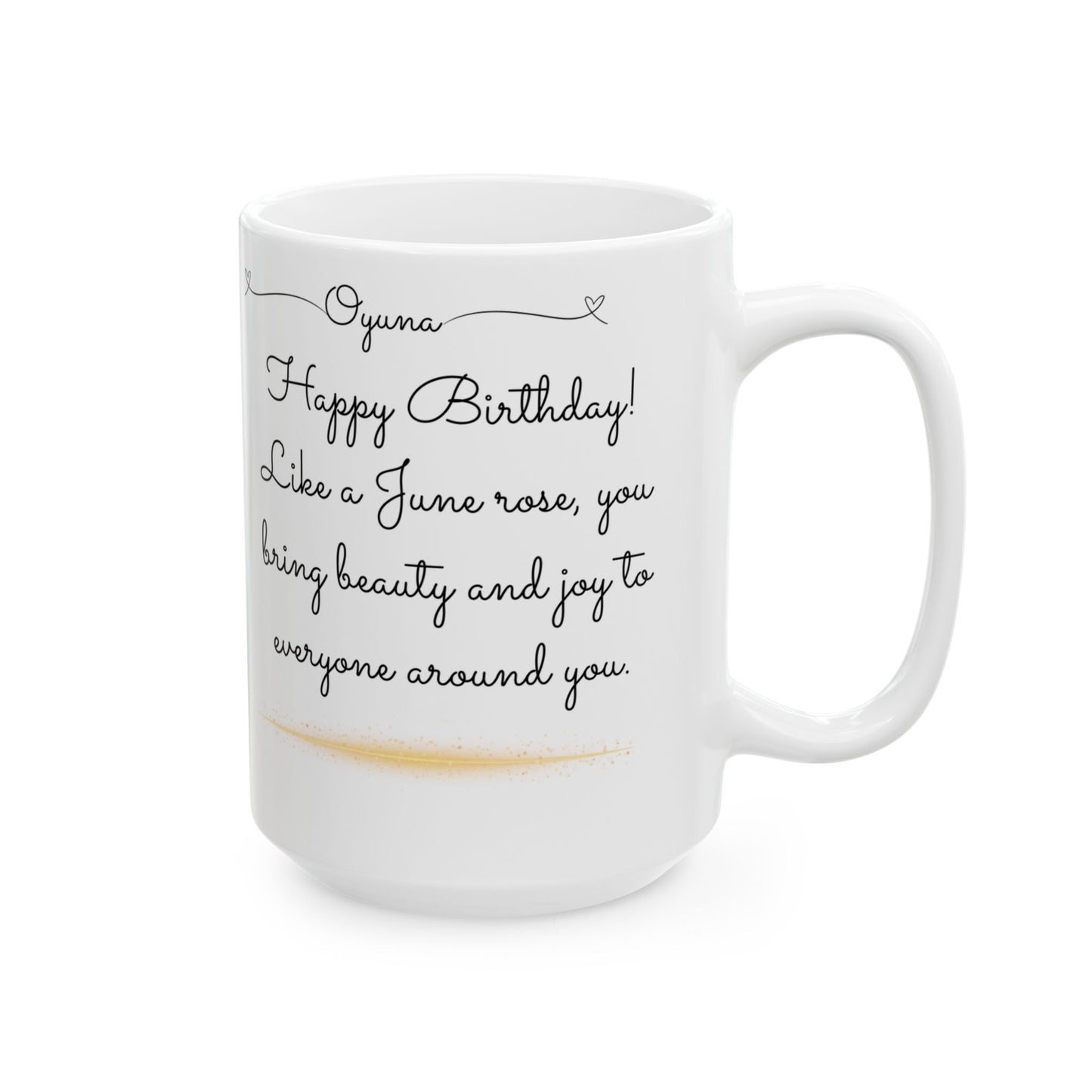 Happy Birthday, June, Rose, Customized - Ceramic Mug, (11oz, 15oz) - 10431