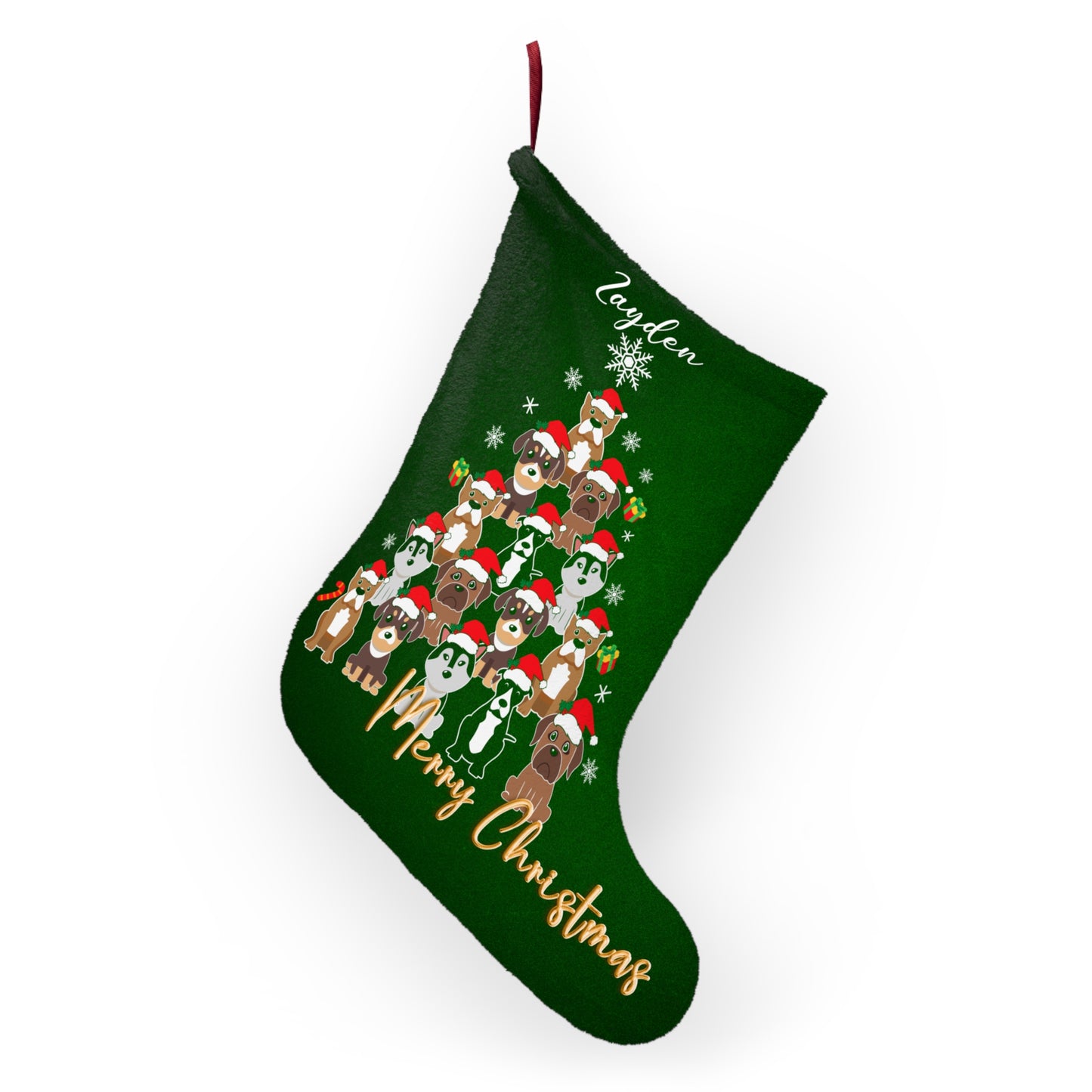 Zayden, Christmas Tree Made from Puppies, Customizable - Christmas Stockings - 10321