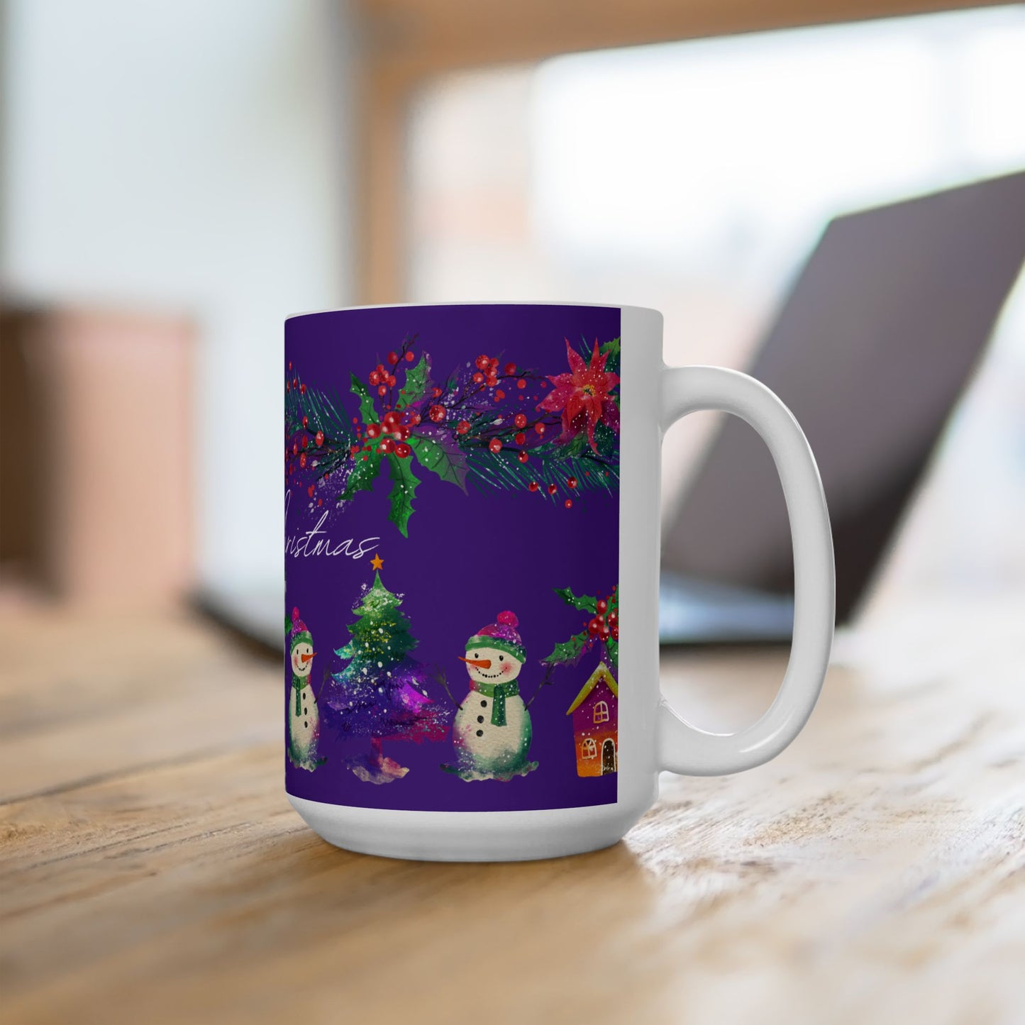 Purple, Merry Christmas - Ceramic Mug, (11oz, 15oz) - 11076
