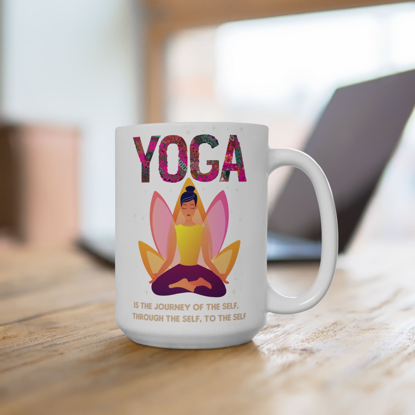 "Yoga Is The Journey Of The Self Through The Self To The Self" Ceramic Mug, 11/15oz - 13213