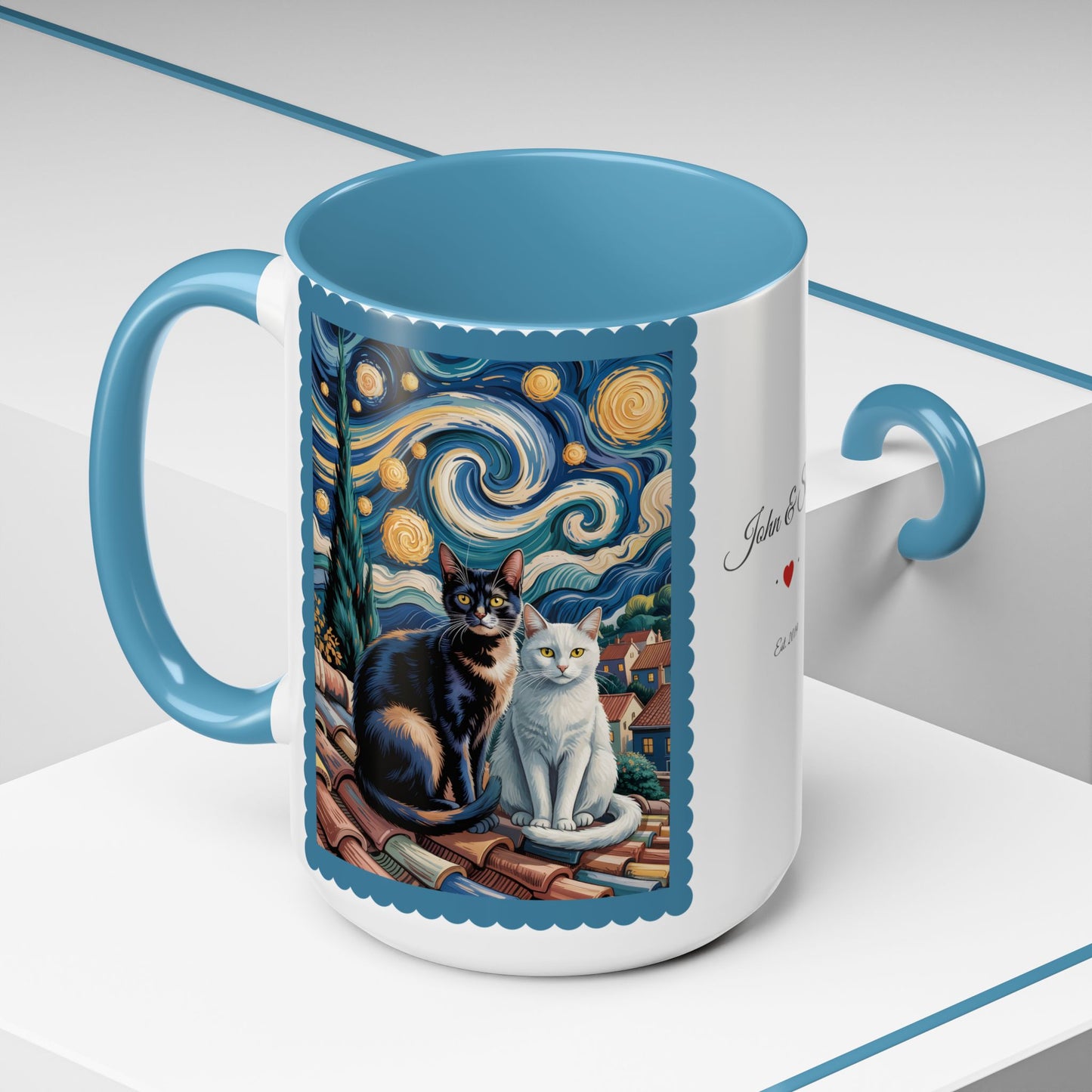 Van Gogh Inspired Cat Art Mug – Valentine’s Gift for Cat Lovers, 11oz / 15oz Coffee Mug - 14763
