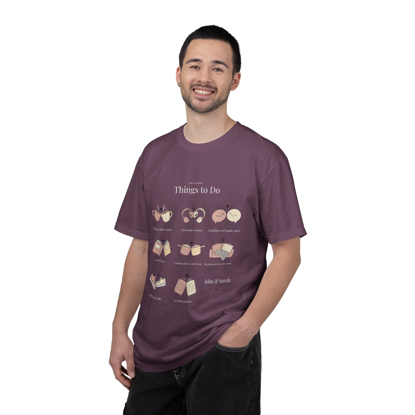 Our Favourite Things to Do Together – Personalised Valentine’s Illustration T-Shirt Gift - 14720