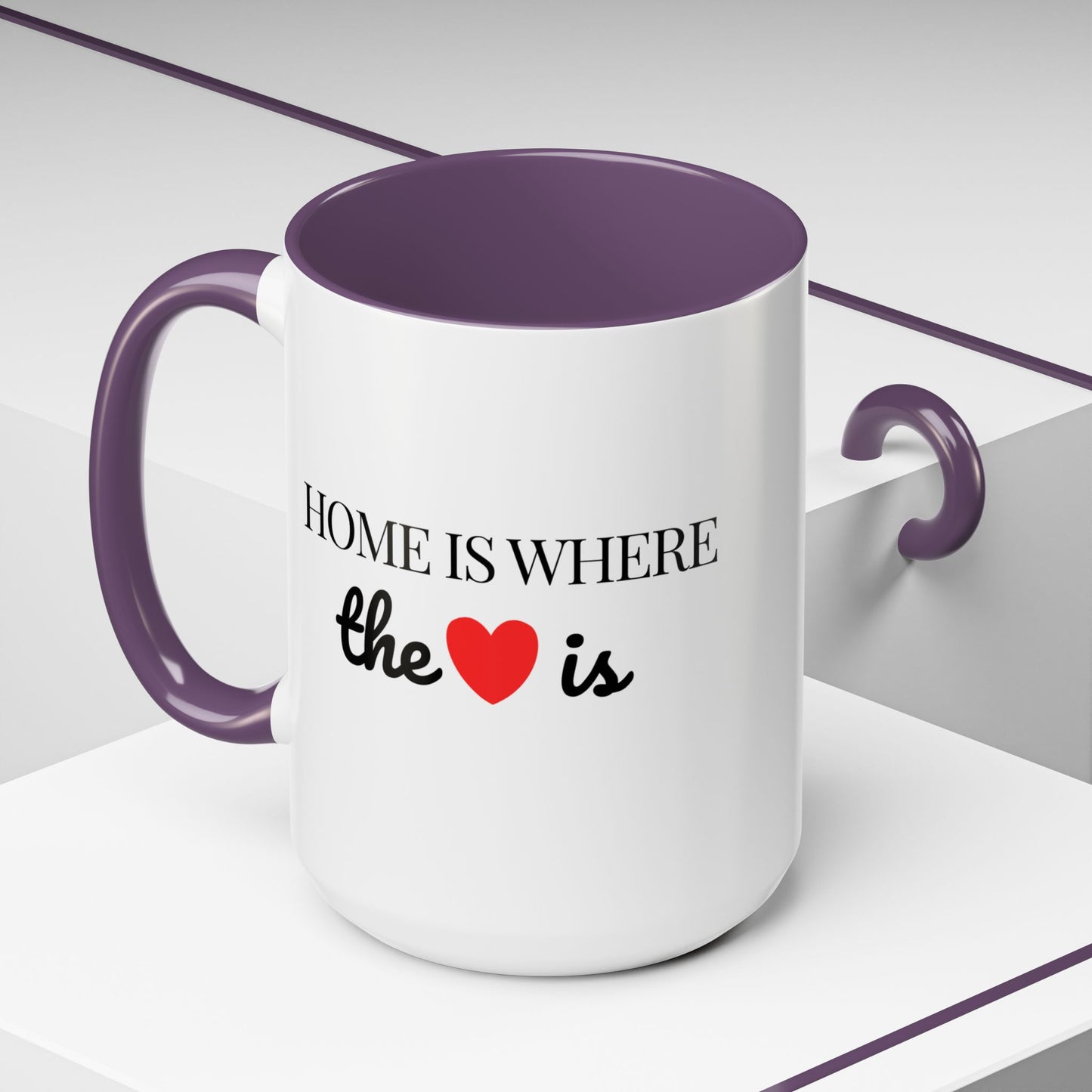 "Home is Where the Heart is" Coffee Mug — Minimal Accent Ceramic Mug (11/15oz) - 14684