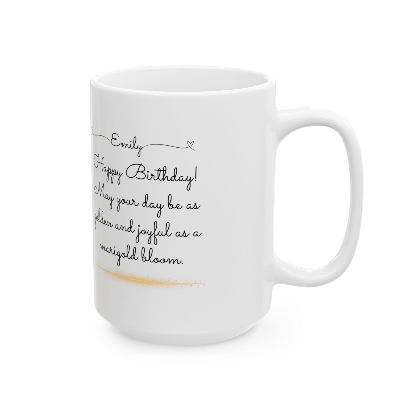 Happy Birthday, October Birth Flower, Customizable - Ceramic Mug (11oz, 15oz) - 10158