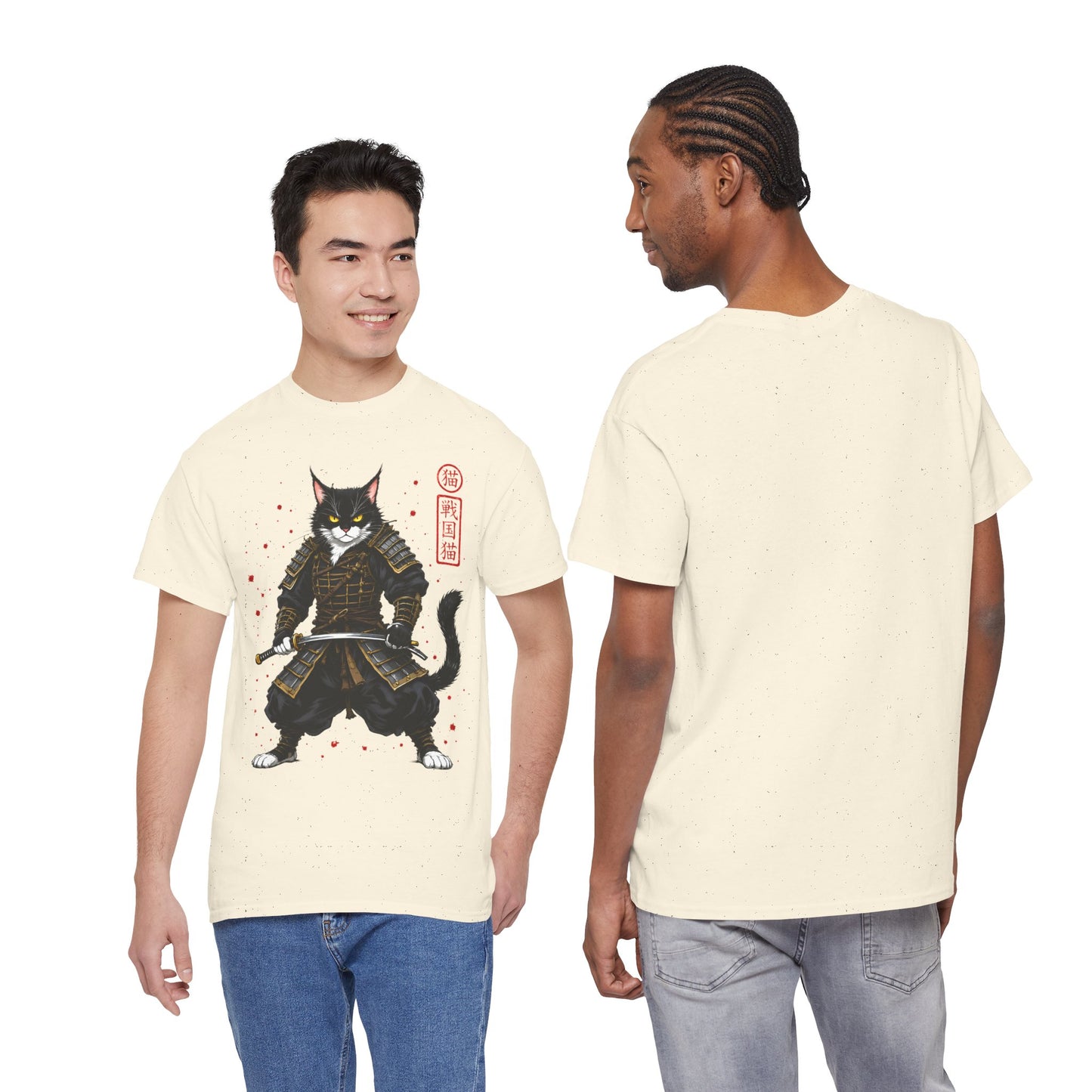 Samurai Cat T-Shirt – Japanese Warrior Cat Graphic Tee, Anime Samurai Cat Shirt, Japanese Streetwear Gift - 14913