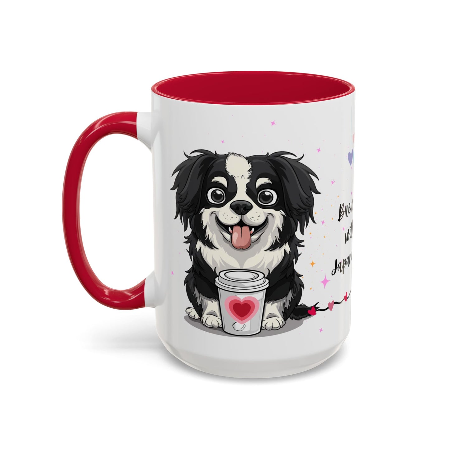 Brewing Joy with my Japanese Chin - Accent Coffee Mug (11, 15oz) - 10660
