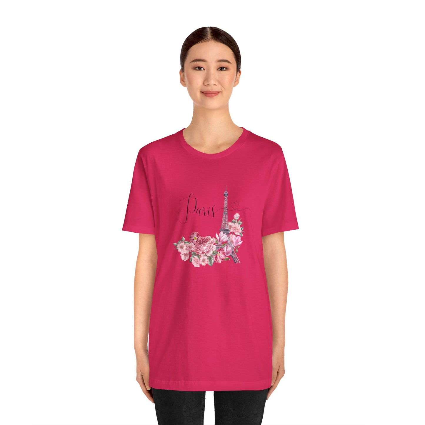 Paris Floral Unisex Short Sleeve Tee - Graphic Tee for Travel Lovers - 11963