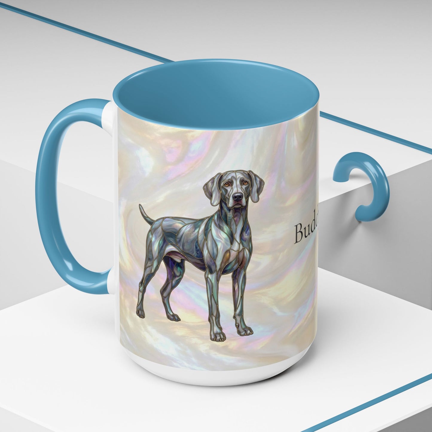 Weimaraner Accent Coffee Mug – Stained Glass Design 11/15oz - 14649