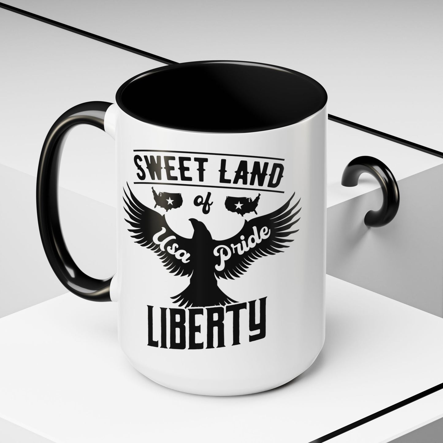 Patriotic Coffee Mug - Sweet Land of Liberty Design, 4th of July Gift, Inspirational Drinkware, American Pride Mug, Vintage Style Cup - 13892