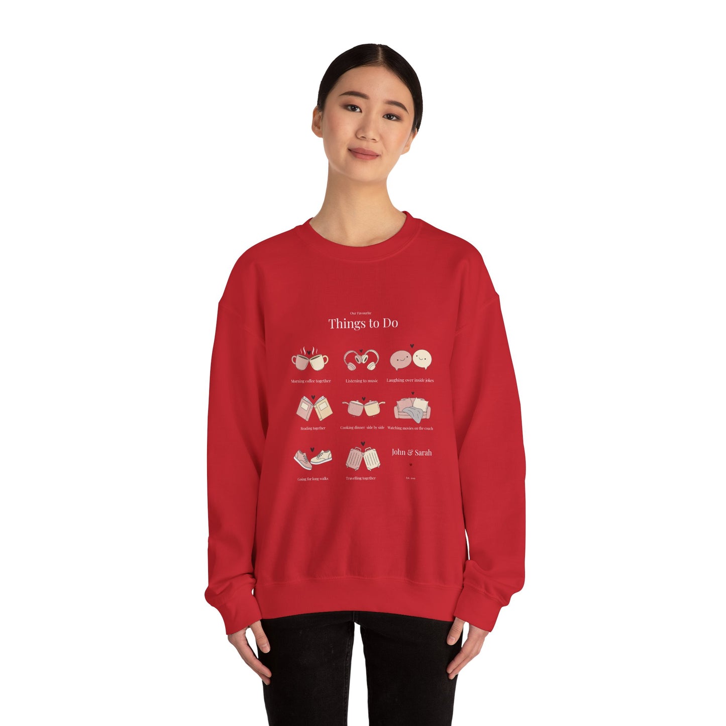 Our Favourite Things to Do Together – Personalised Illustration Crewneck Sweatshirt | Valentine’s Gift - 14726