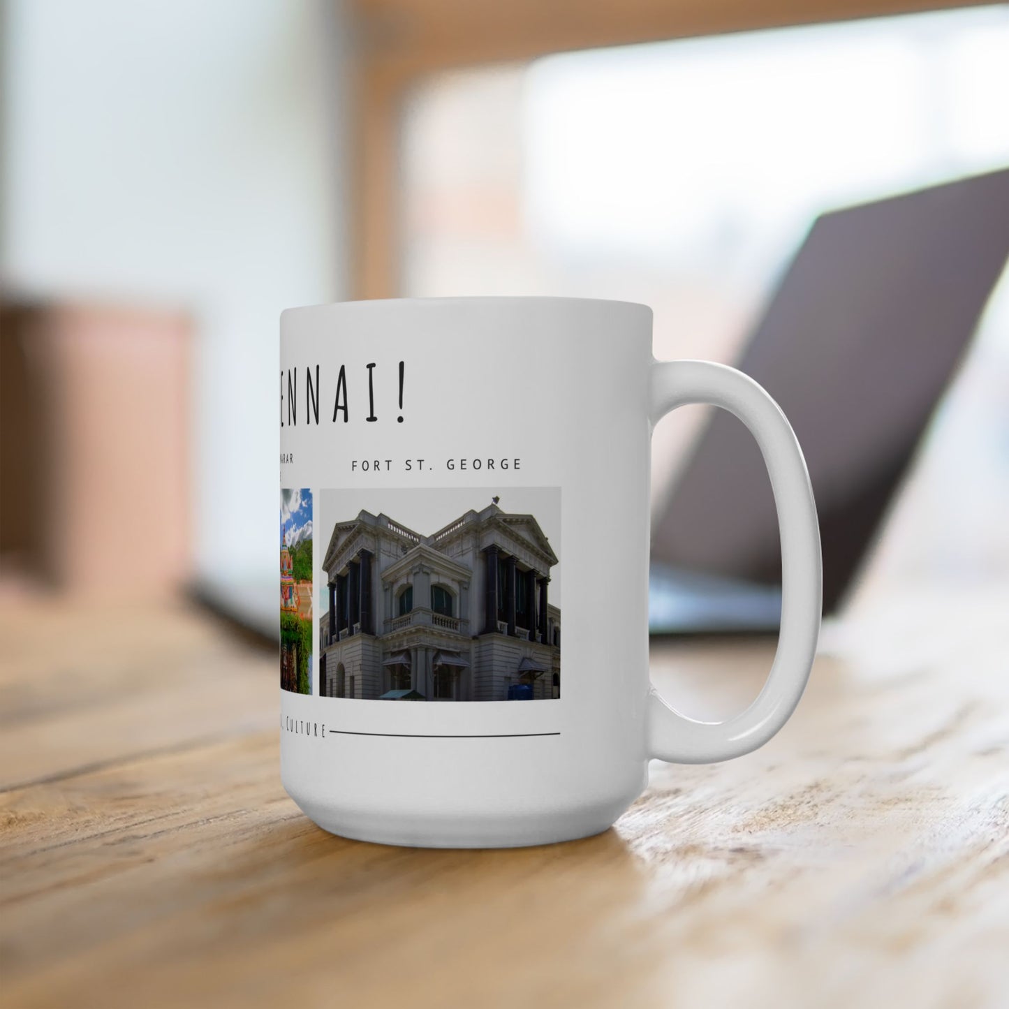 Hello Chennai Ceramic Mug - Unique 11oz & 15oz Designs Featuring Temples and Beaches - 12165