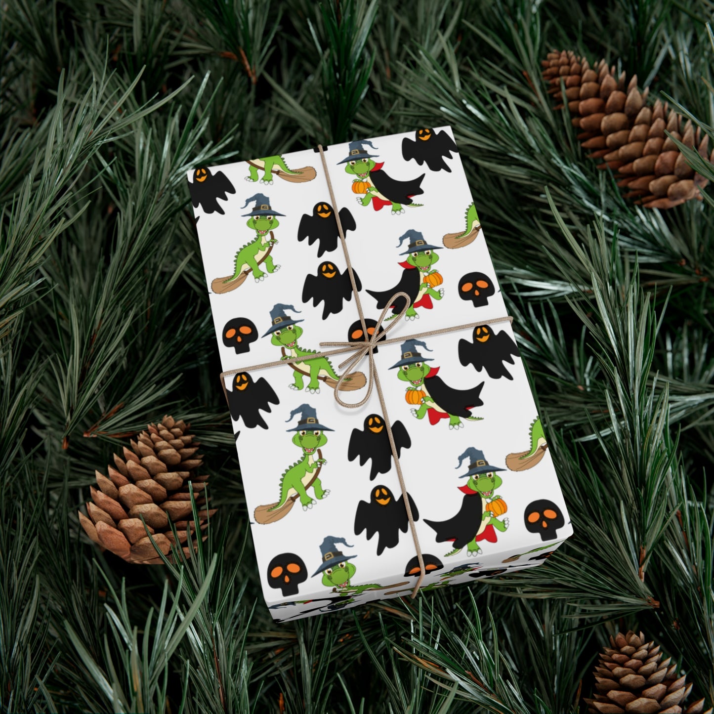 Green Dinosaur Witch - Gift Wrap Papers - 13989