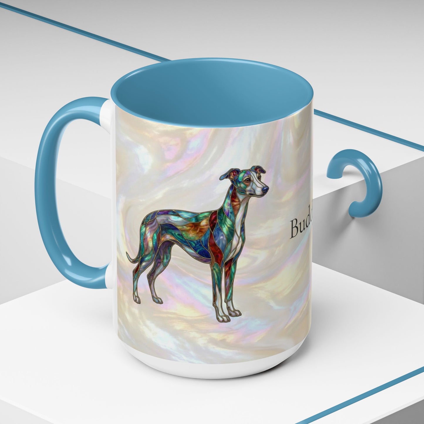 Whippet Accent Coffee Mug – Stained Glass Design 11/15oz - 14652