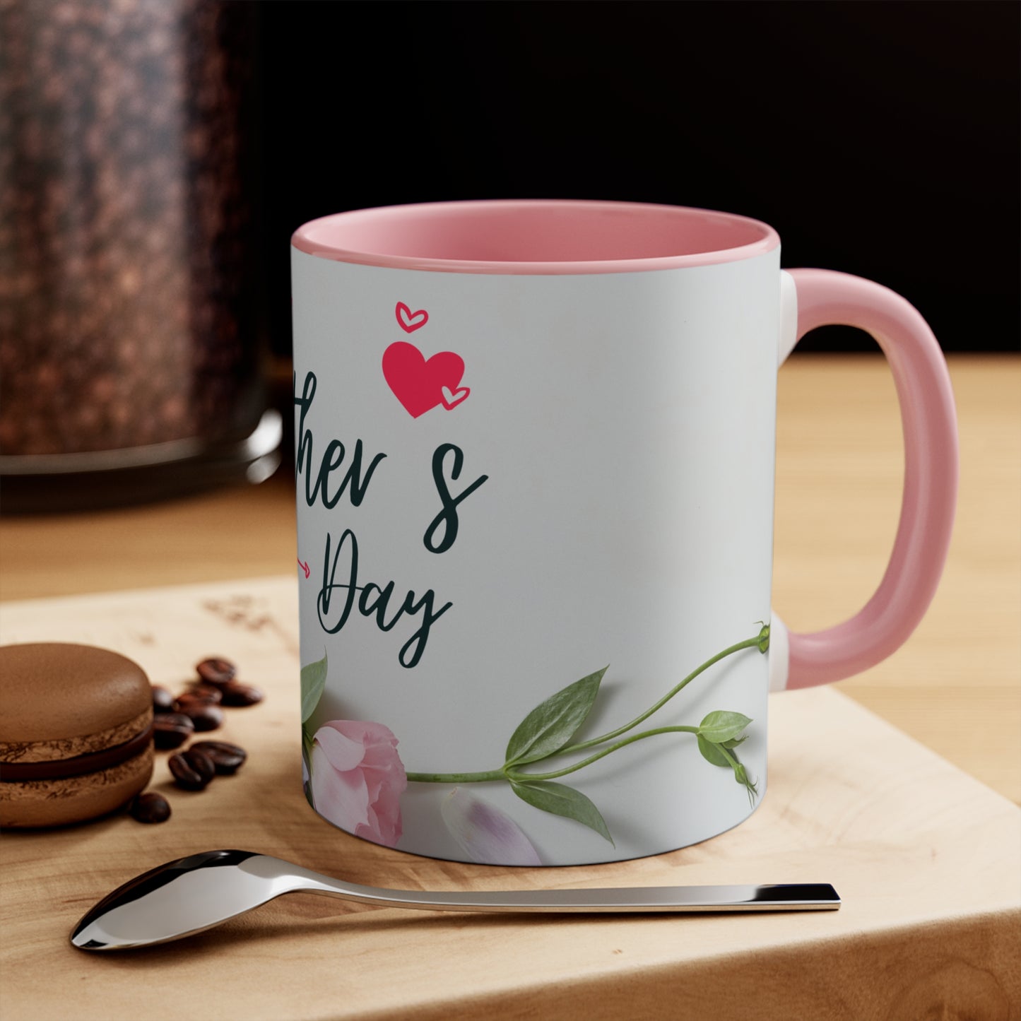 Mother’s Day Floral Mug – Happy Mother’s Day Pink Accent Coffee Cup Gift for Mom (11oz) - 14886