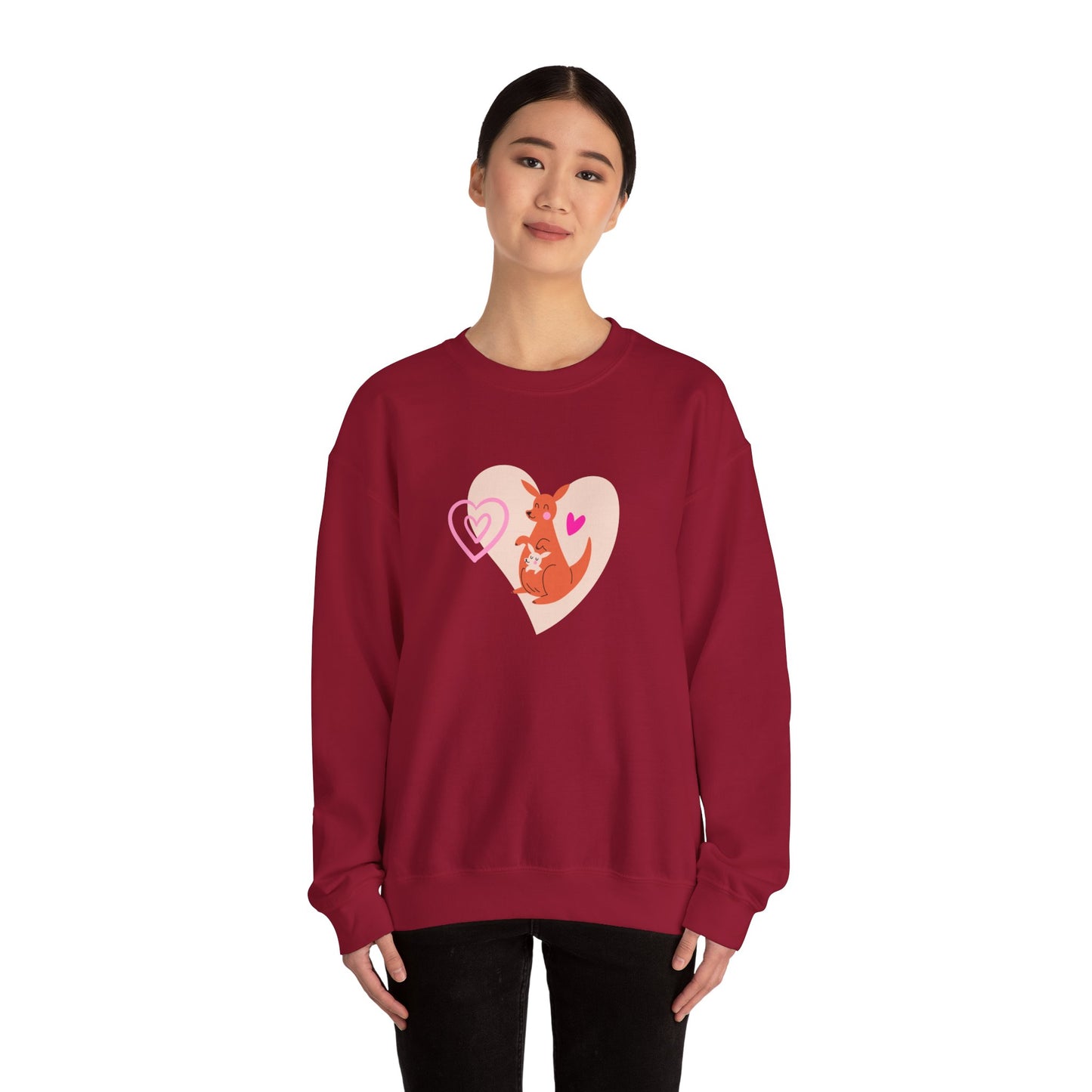Cute Kangaroo & Motherhood Love - Crewneck Sweatshirt for Animal Lovers - 11887