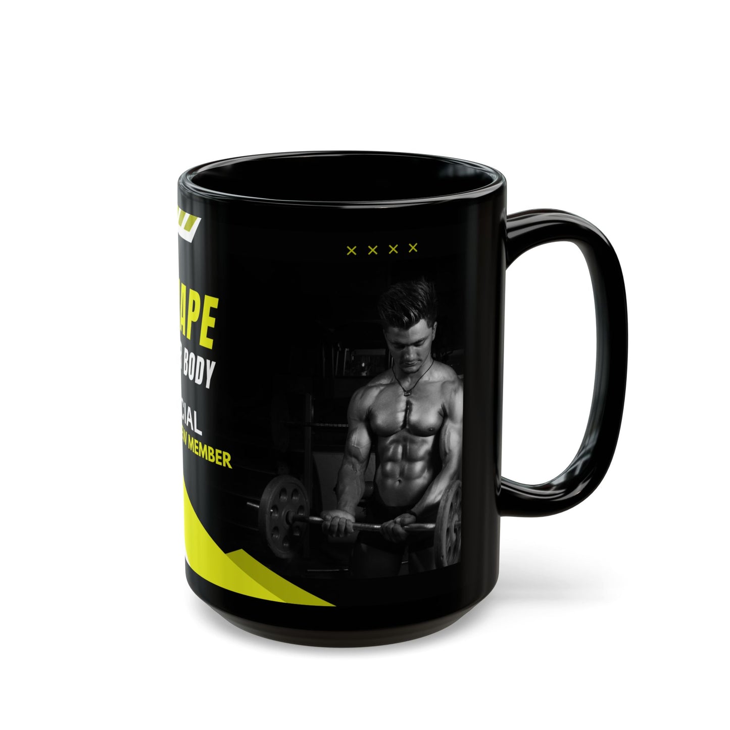 Gym & Fitness, Shape Your Body, Join Now, Details Customizable - Black Mug (11oz, 15oz) - 11197