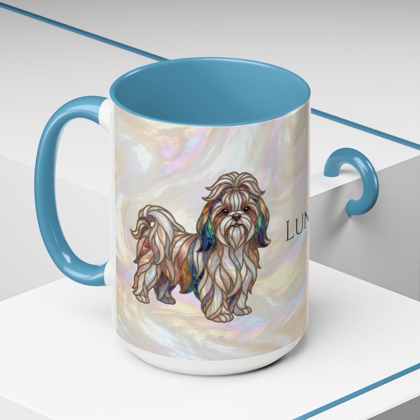 Shih Tzu Accent Coffee Mug – Stained Glass Design 11/15oz - 14647