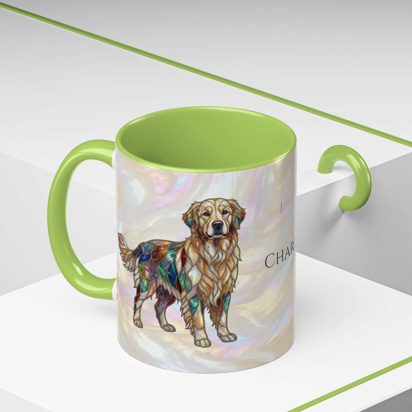 Personalized Golden Retriever Coffee Mug - Stained Glass Design 11/15oz - 14534