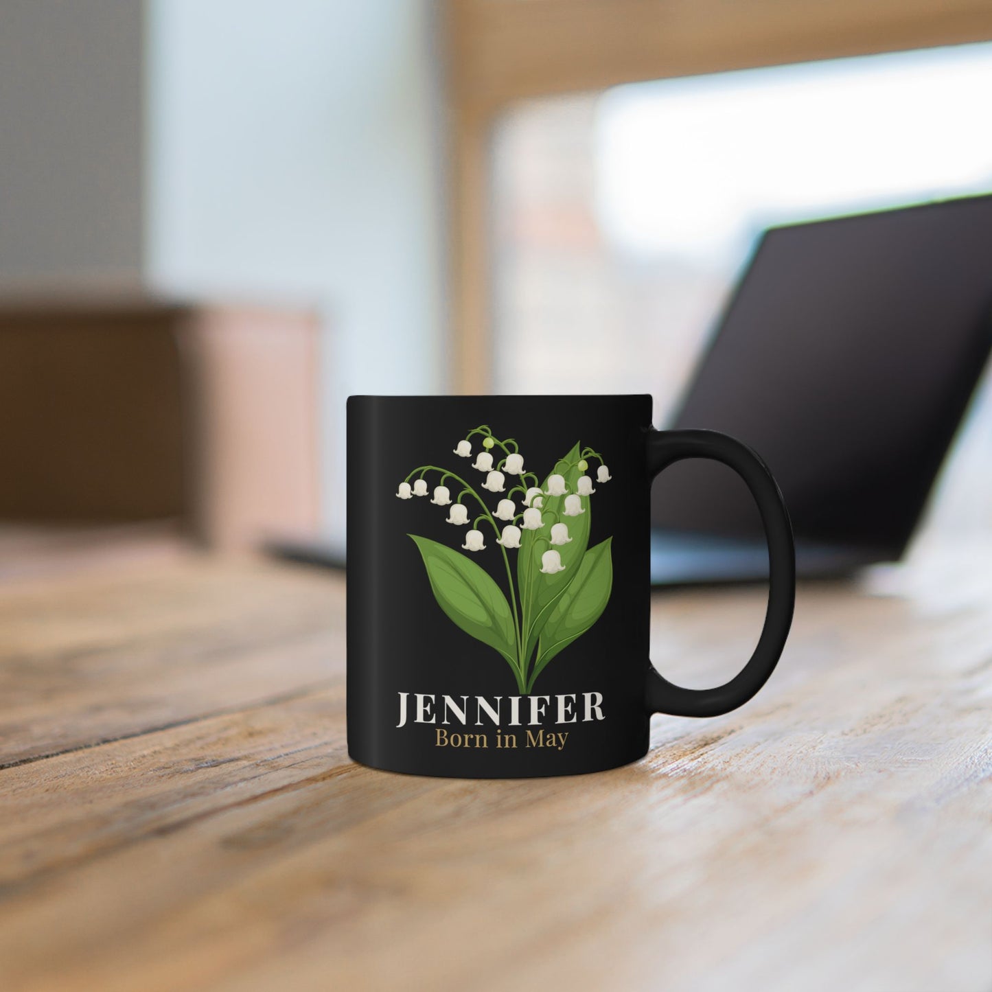 Jennifer Born in May Lily of the Valley Mug | Personalized Custom Name Mug - 14896