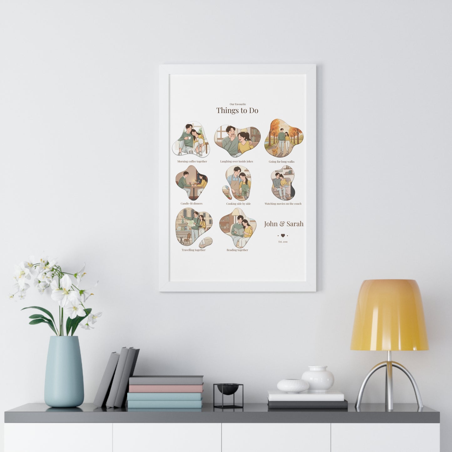 Framed Poster – “Our Favourite Things to Do” Personalized Couple Print | Valentine’s Gift - 14709