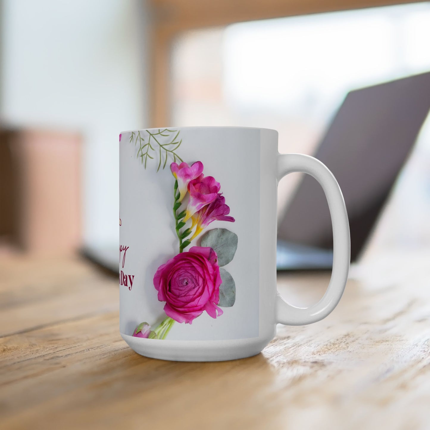Happy Mother's Day Floral Ceramic Mug - Perfect Gift for Moms - 12278