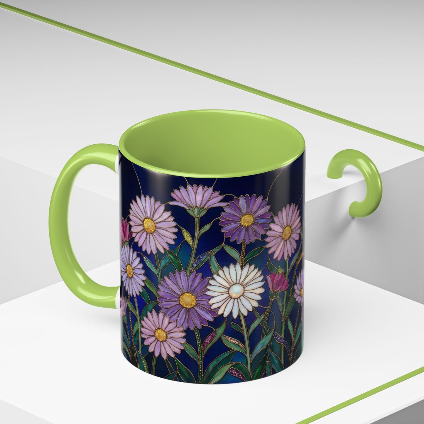 Aster Flower Coffee Mug — Stained Glass Design 11/15oz - 14553
