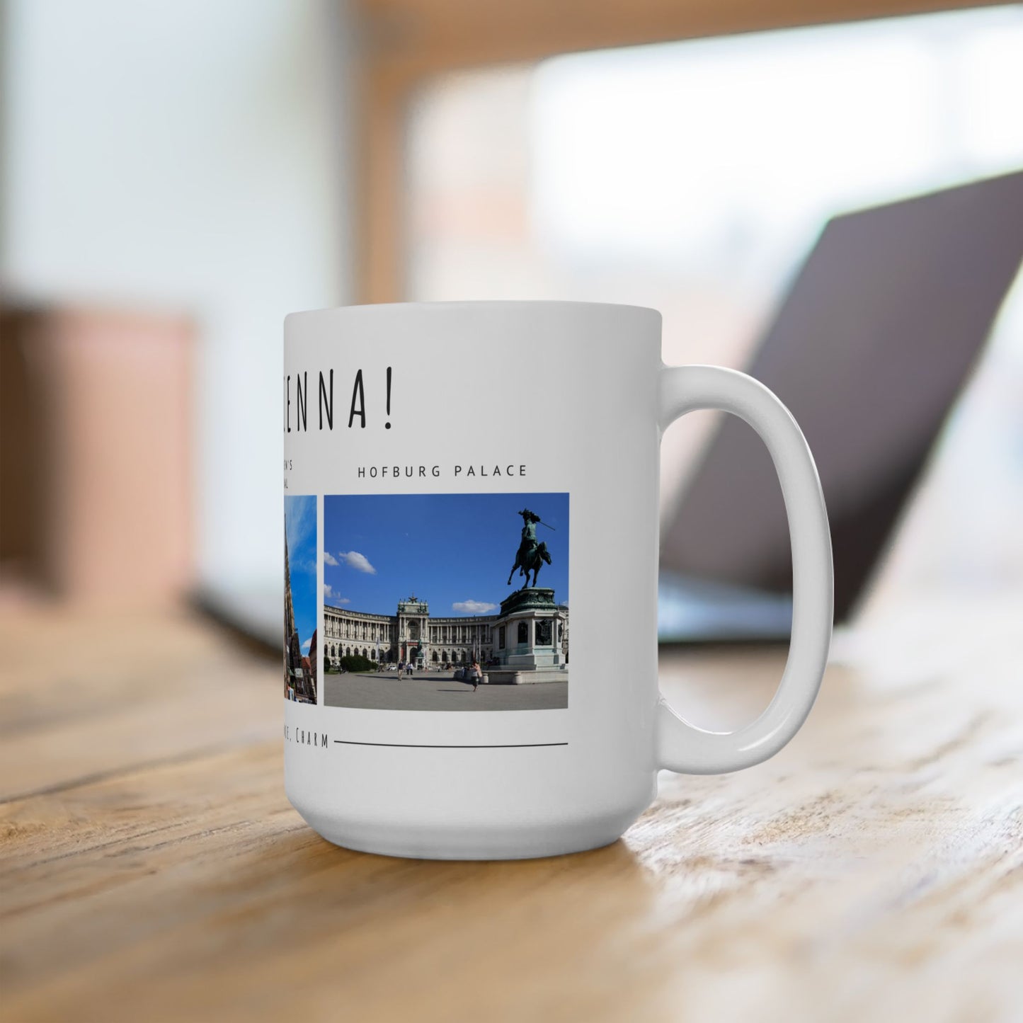 Hello Vienna! Scenic Ceramic Mug - 11oz & 15oz, Perfect for Travelers & Coffee Lovers - 12166