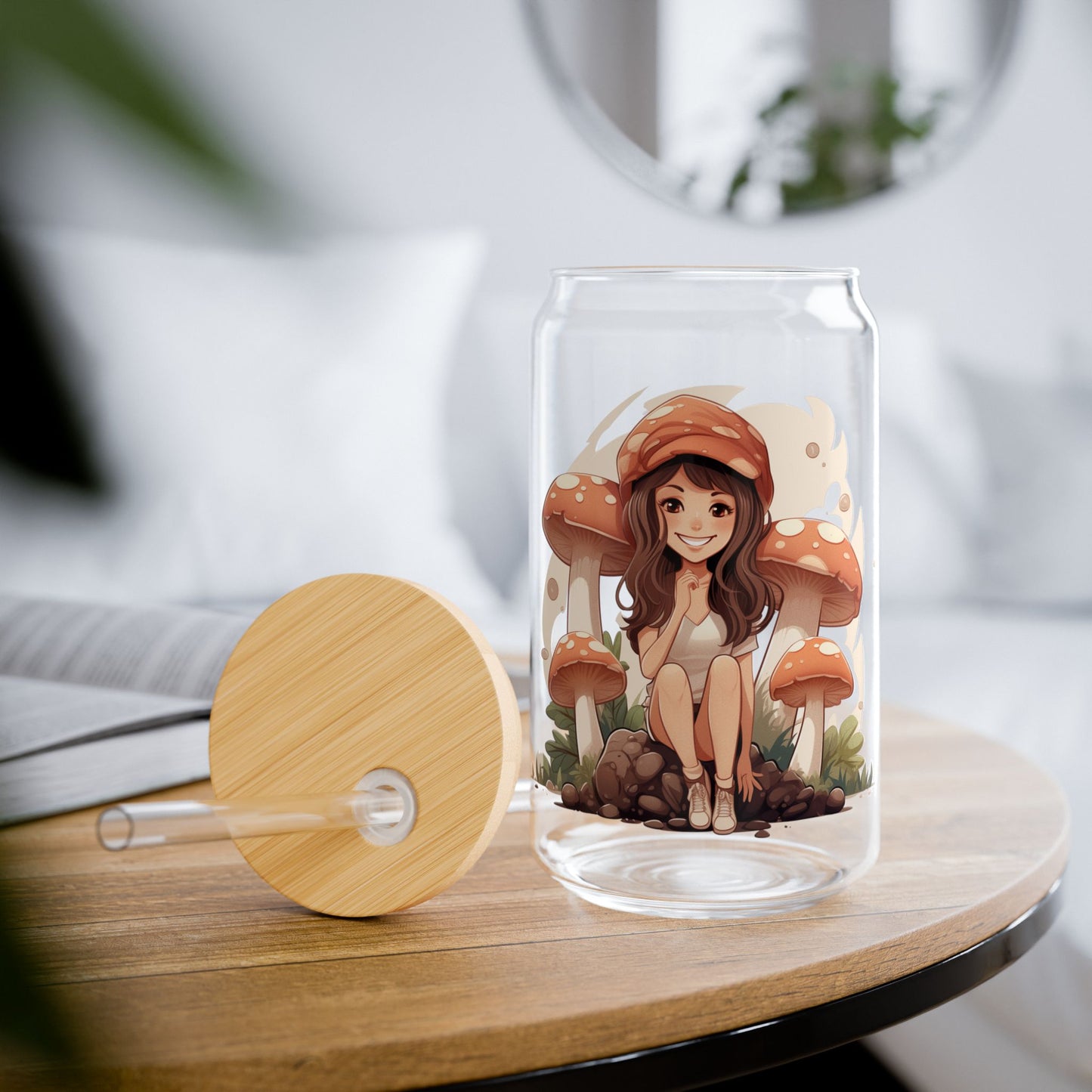 Adventures with Mushroom Girl, Customizable - Sipper Glass, 16oz - 10981