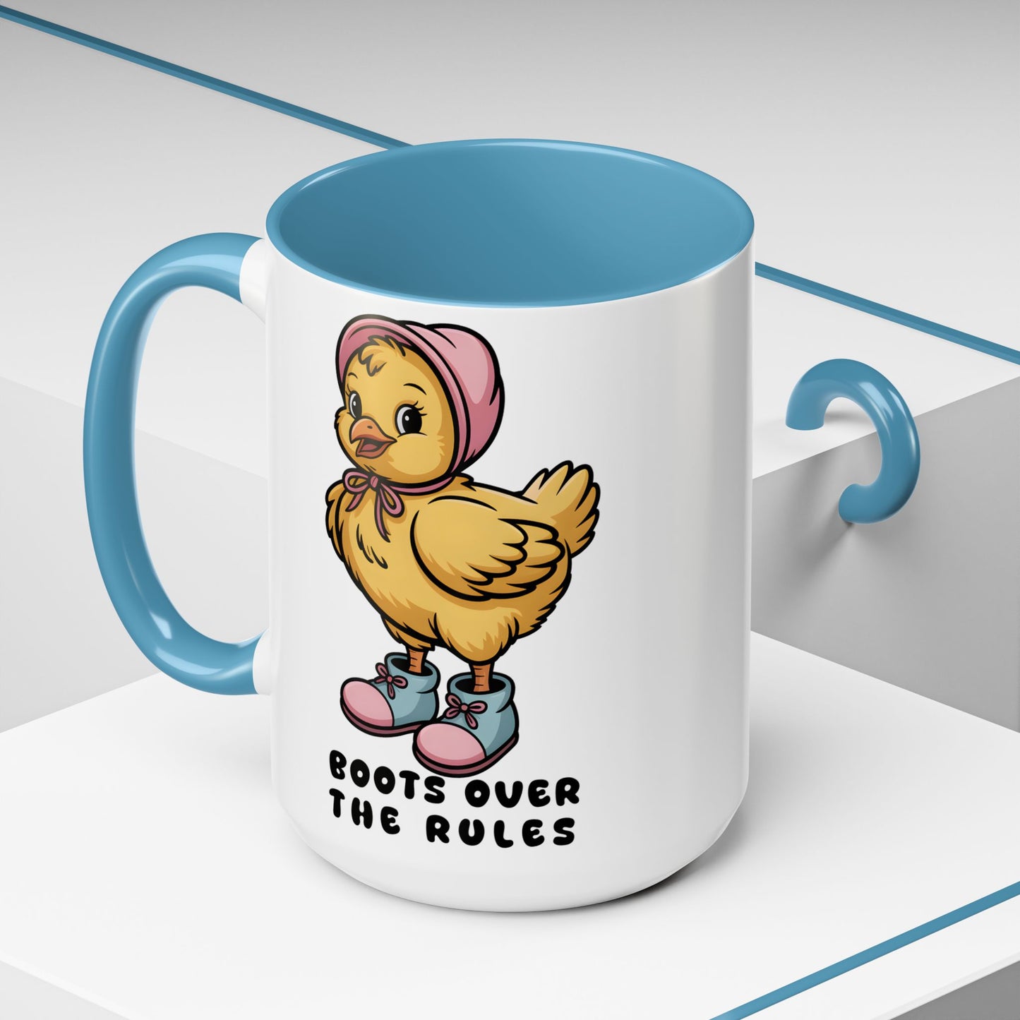 Boots Over The Rules Chick Mug – Cute Chicken Coffee Mug Funny Gift 11/15oz - 14862