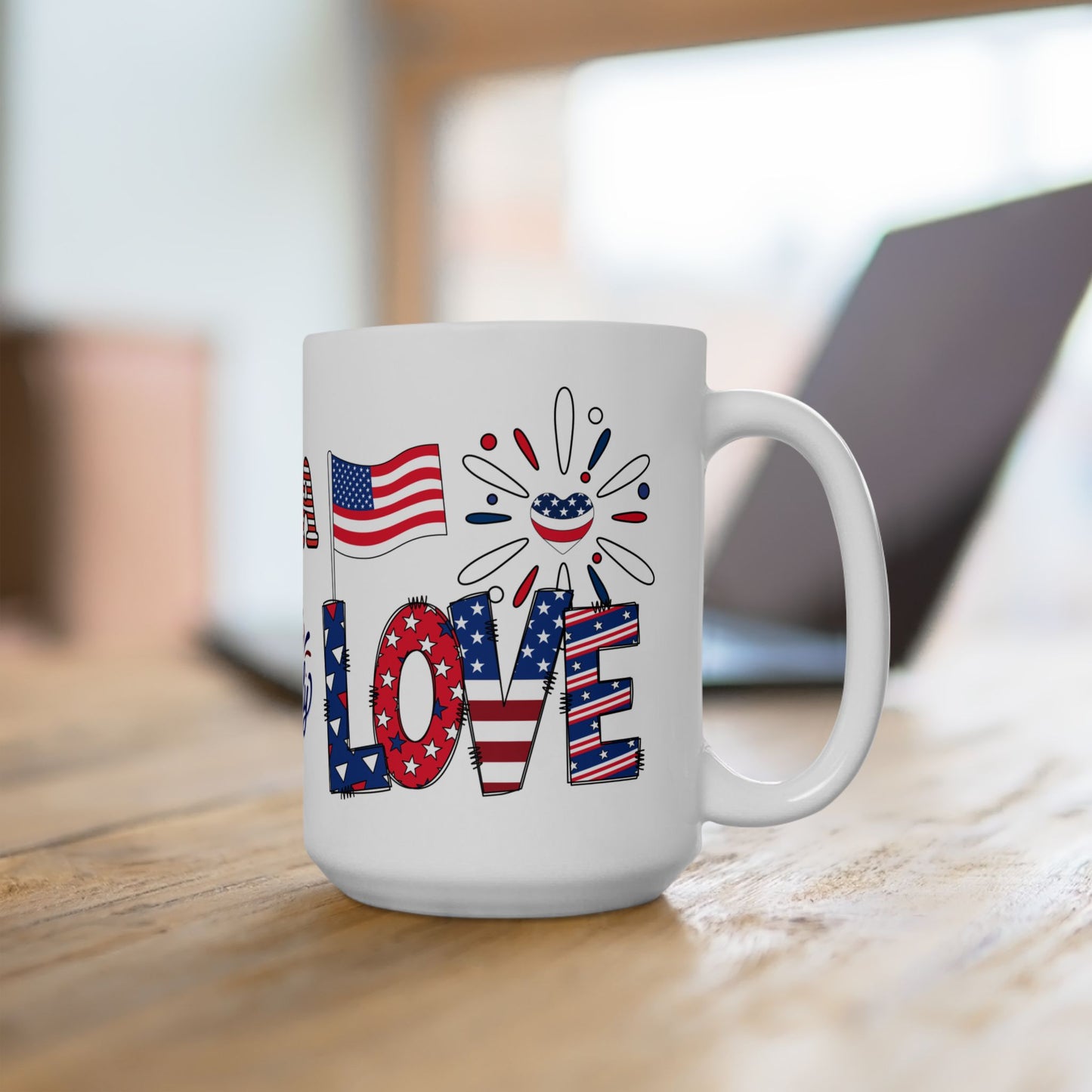 July 4, Patriotic Eagle - Ceramic Mug, (11oz, 15oz) - 10575