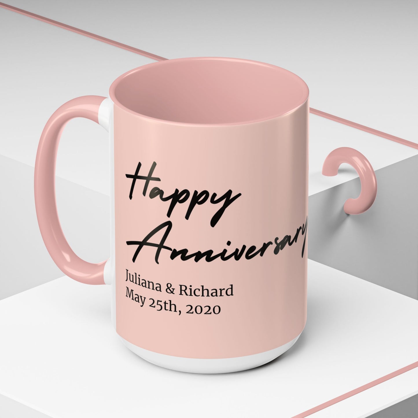 Happy Anniversary, Details Customizable - Accent Coffee Mug (11, 15oz) - 11087
