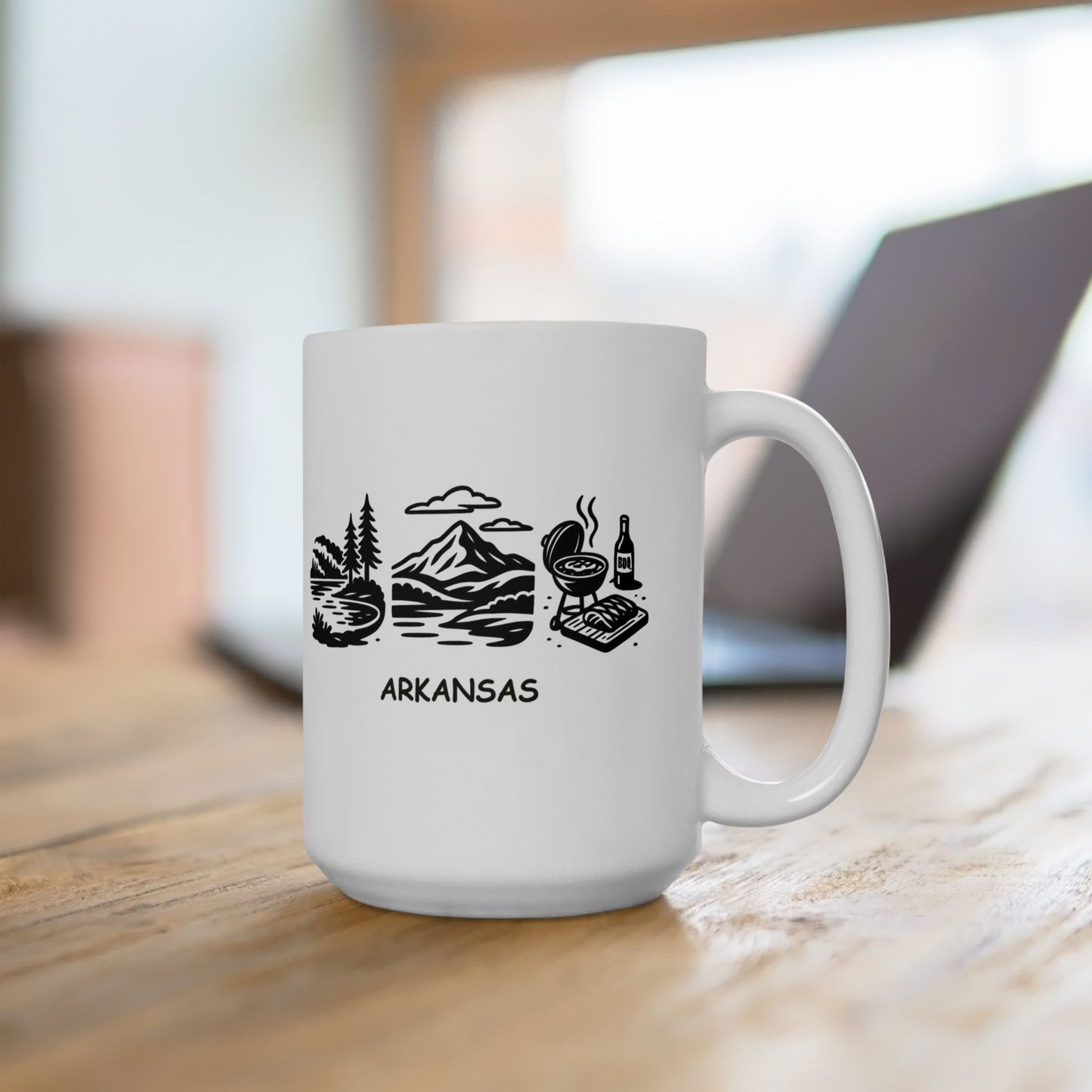 "In Arkansas, you’re never too far from a lake, a mountain, or a BBQ joint." Ceramic Mug - 13368