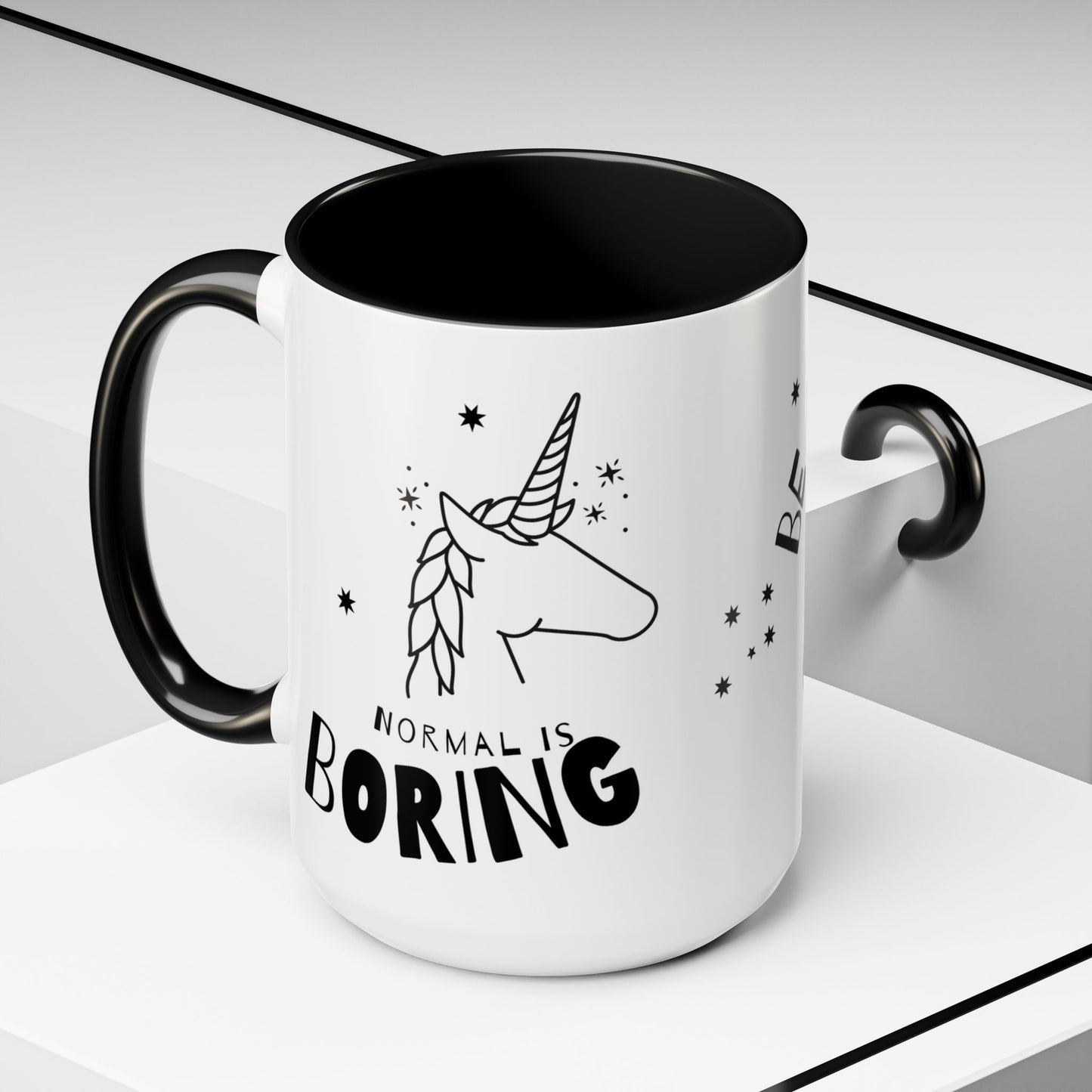 Normal is Boring, Be A Unicorn - Accent Coffee Mug (11, 15oz) - 11097