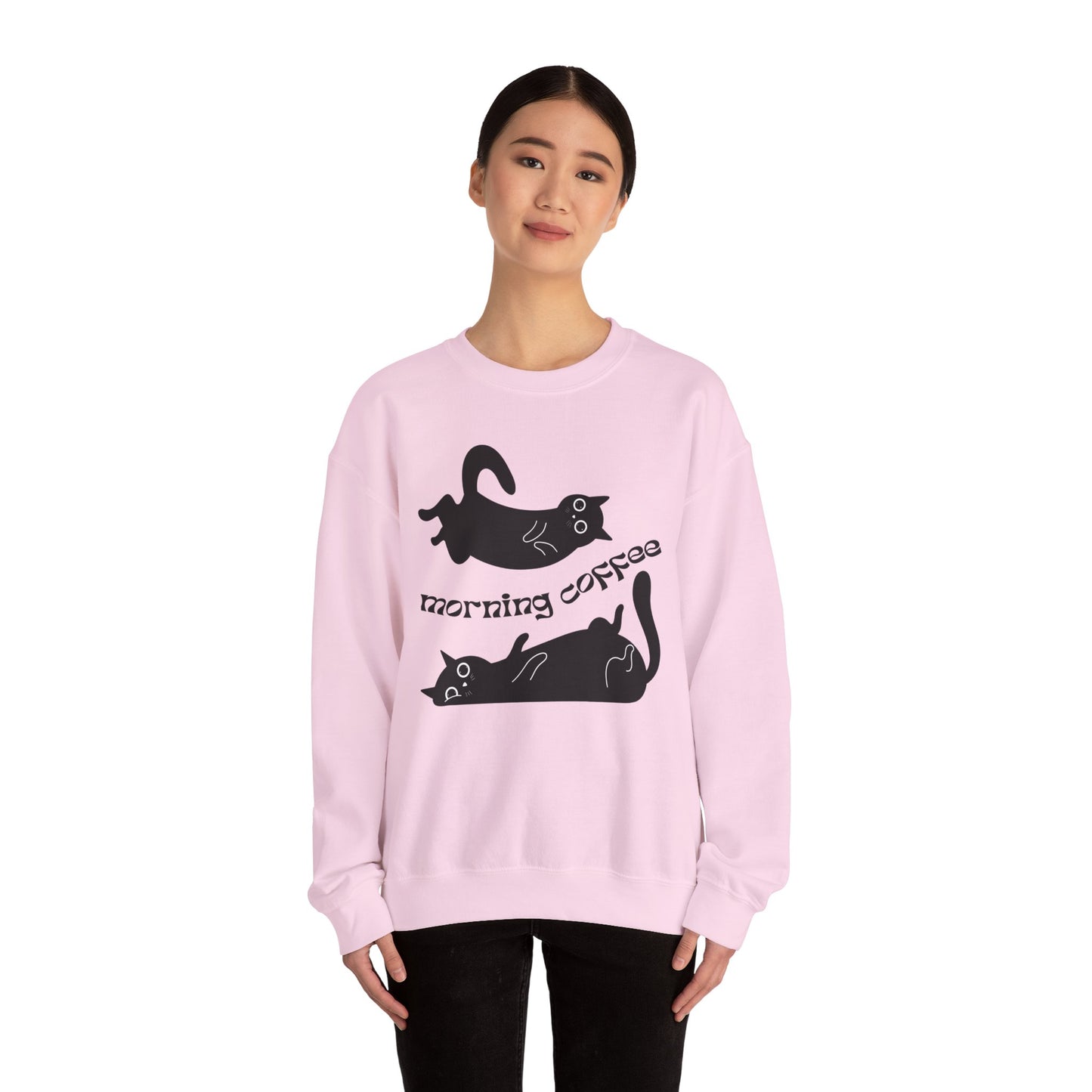 Black Cats, Morning Coffee - Unisex Heavy Blend™ Crewneck Sweatshirt - 11325