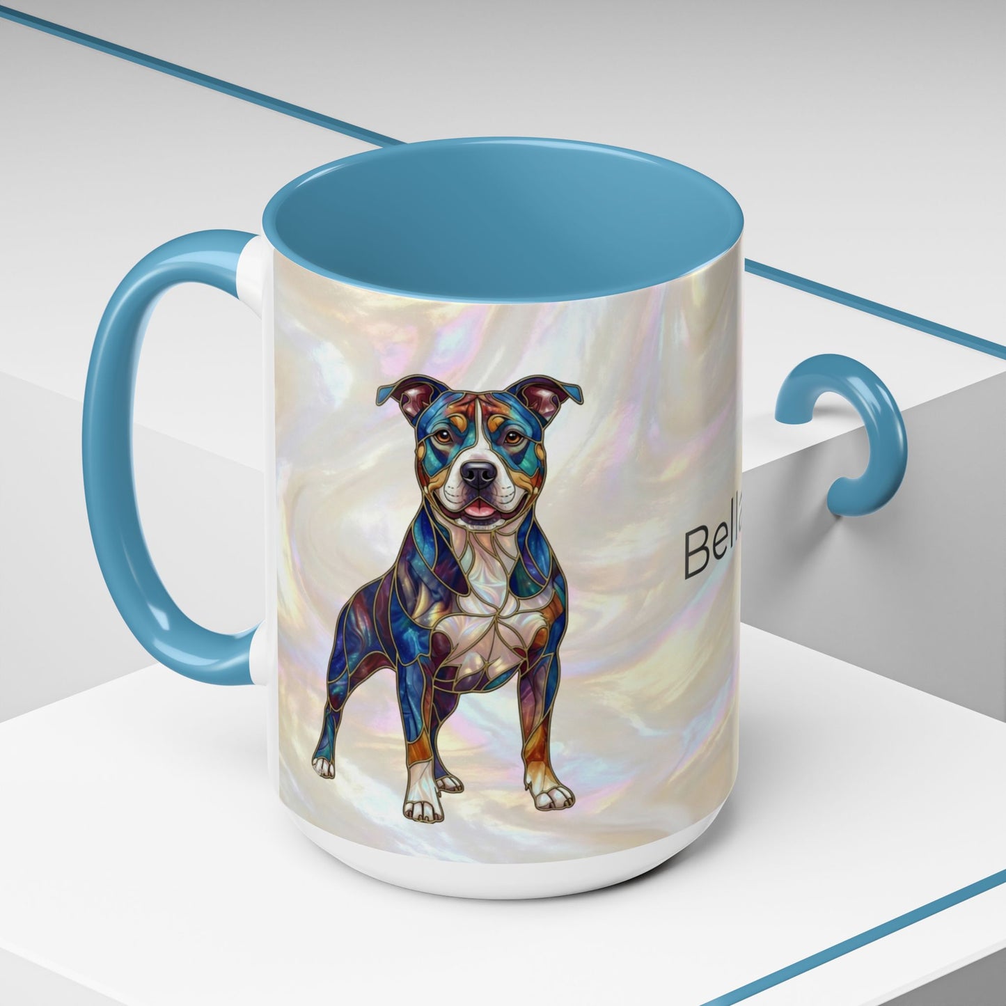 Pitbull Dog Accent Coffee Mug — Stained Glass Design (11/15oz) - 14536