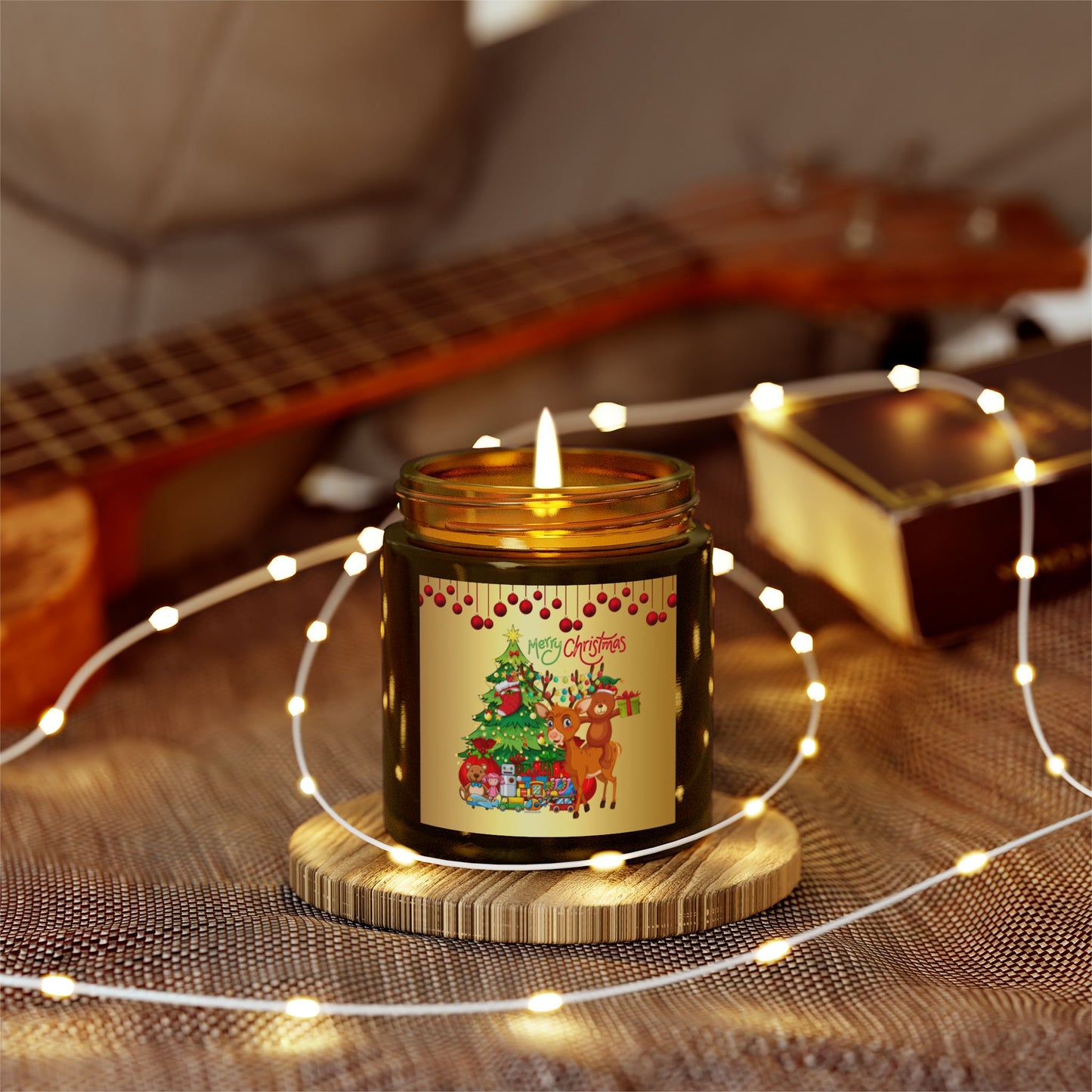 Merry Christmas - Scented Candles, Coconut Apricot Wax (4oz, 9oz) - 10054