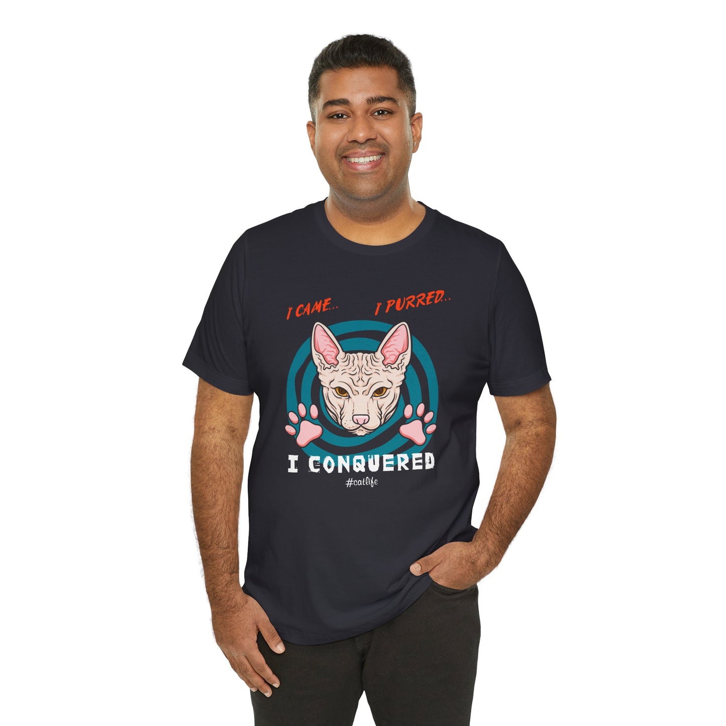 Cat: I Came, I Purred, I Conquered - Unisex Jersey Short Sleeve Tee