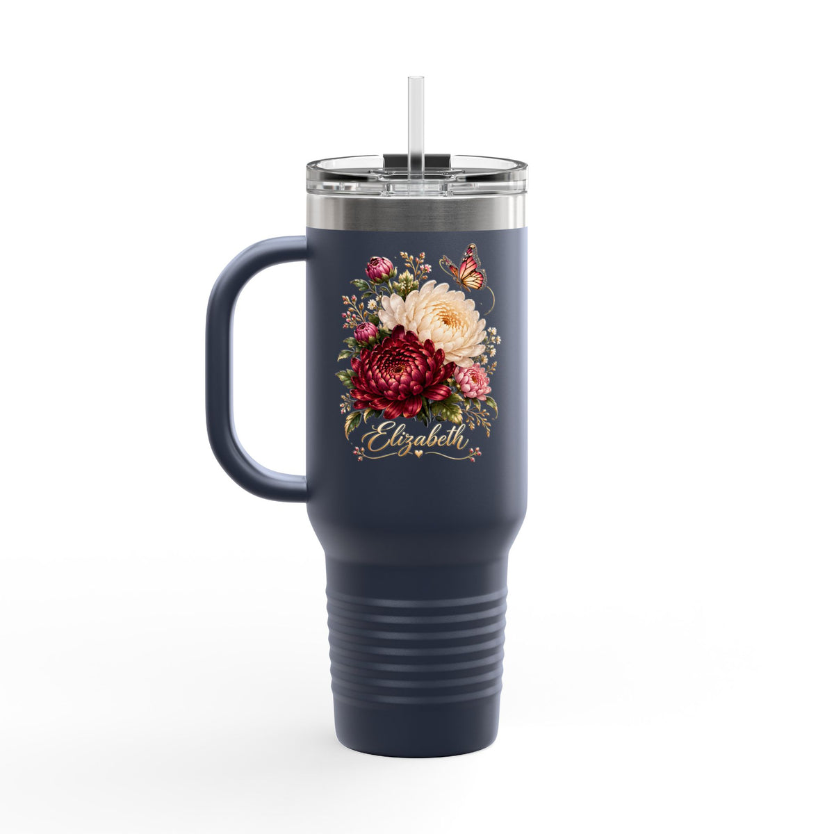 November Birth Flower 40oz Tumbler, Personalized Chrysanthemum Travel Mug - 14551