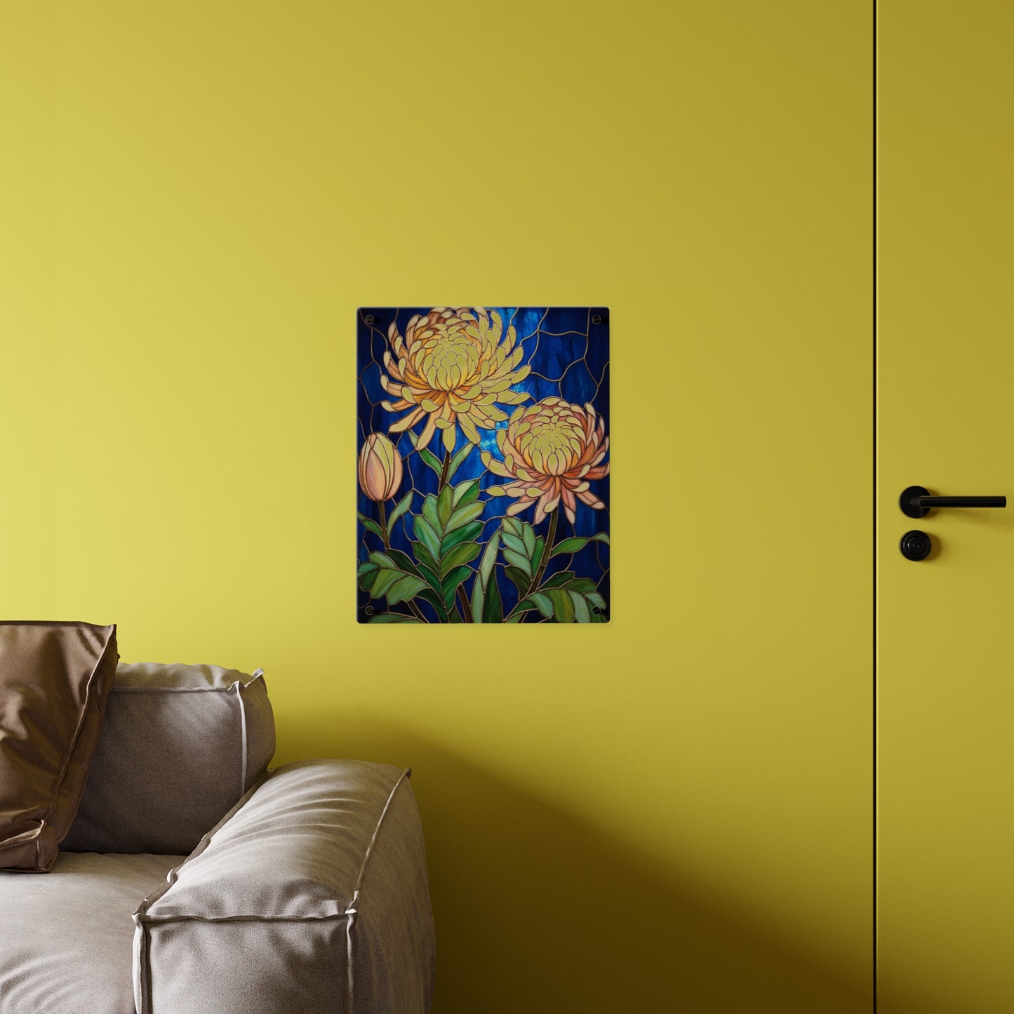 Chrysanthemum Acrylic Wall Art Panel — Floral Botanical Home Décor - 14609