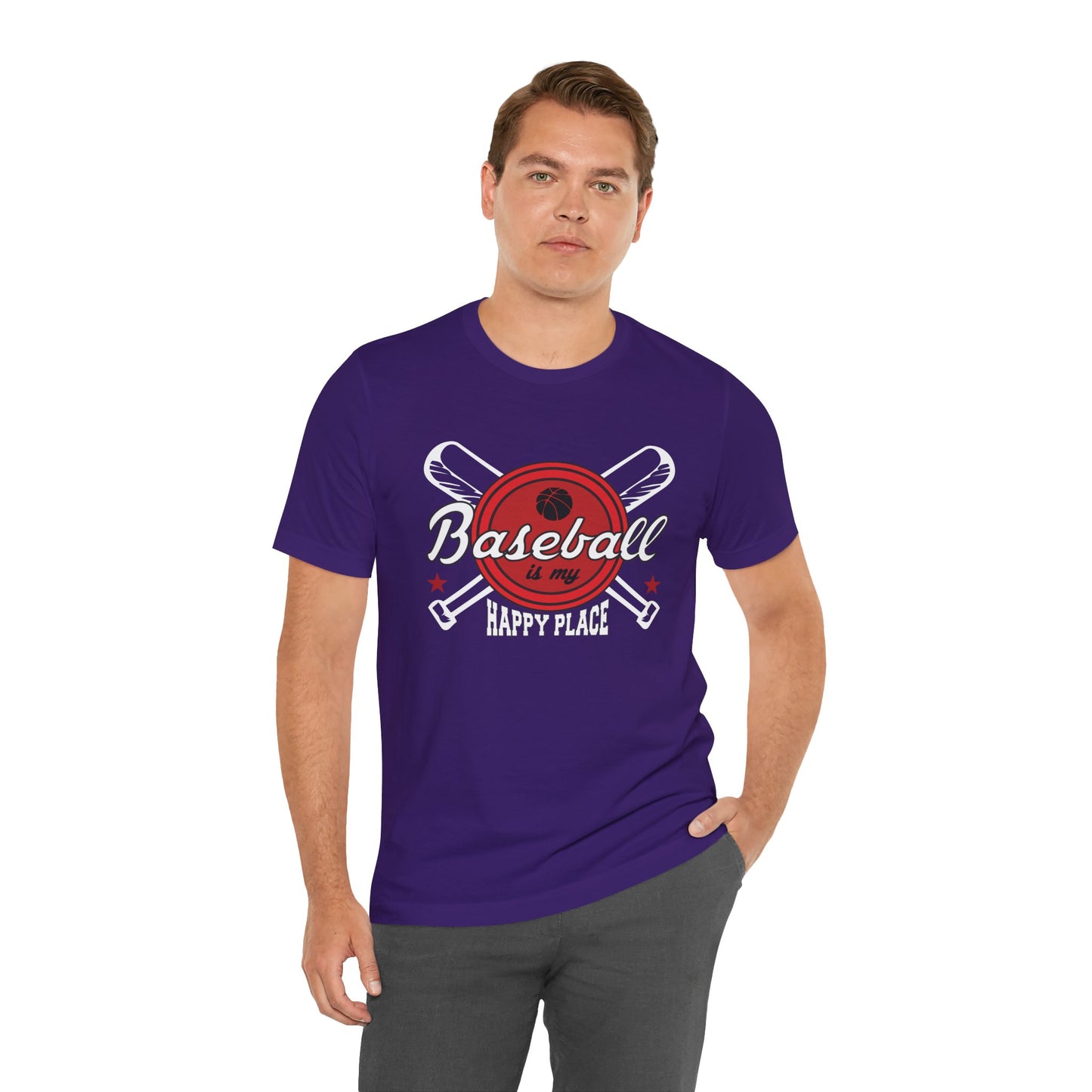 Baseball Is My Happy Place - Unisex Jersey Short Sleeve Tee - 13865